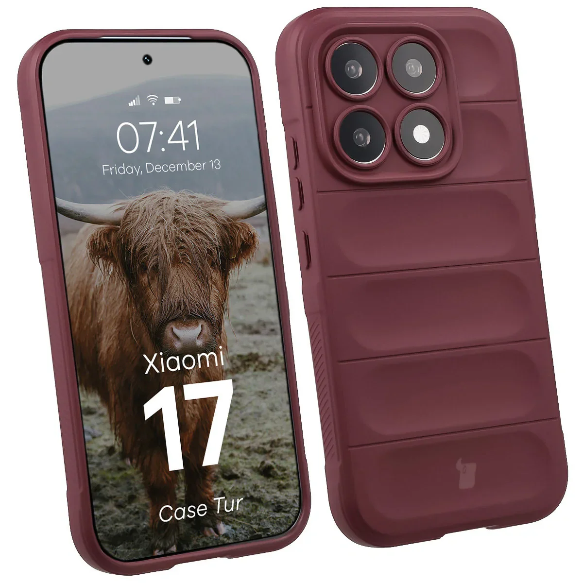 Robuste Handyhülle für Xiaomi 17, Bizon Case Tur, Burgunderrot
