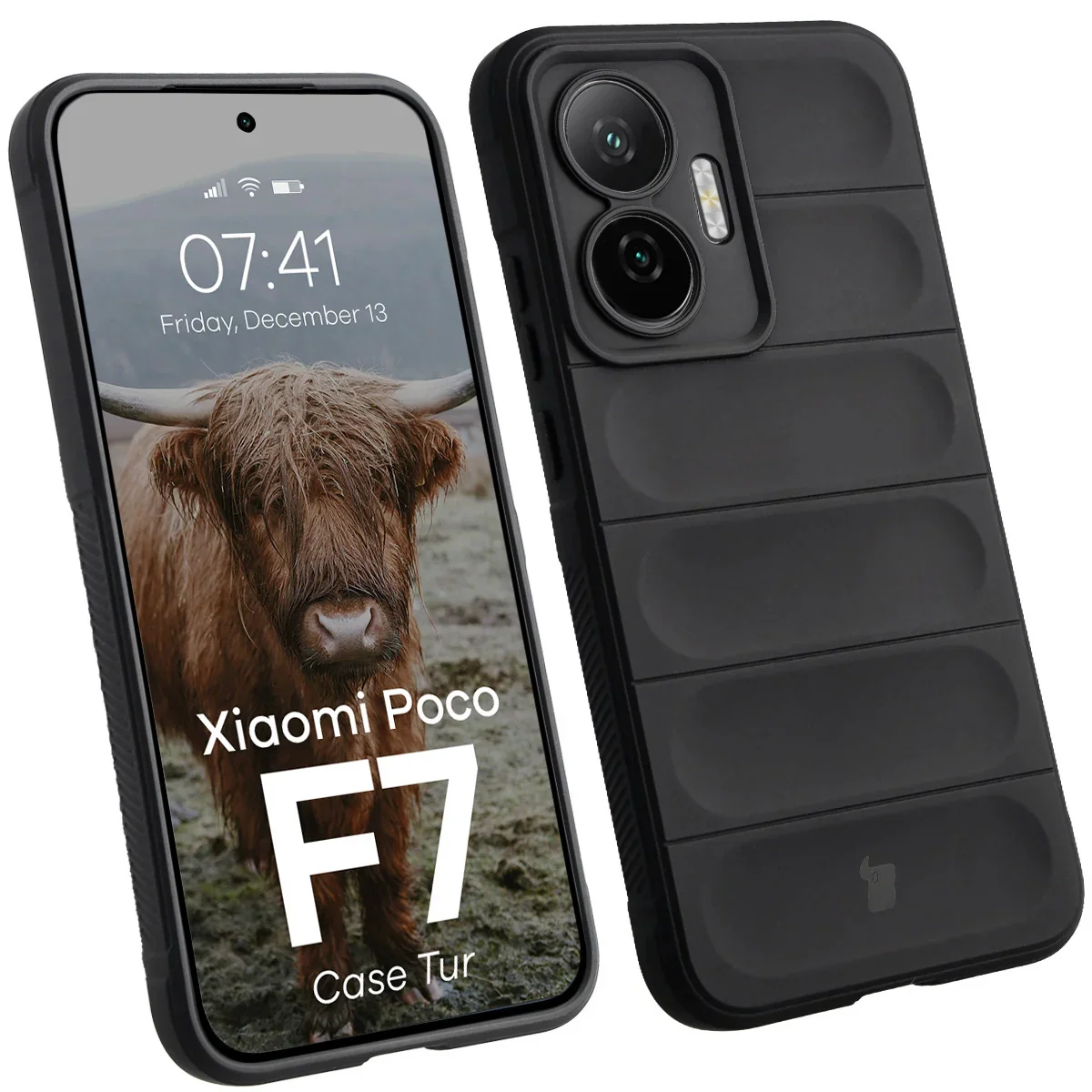 Robuste Handyhülle für Xiaomi POCO F7, Bizon Case Tur, Schwarz