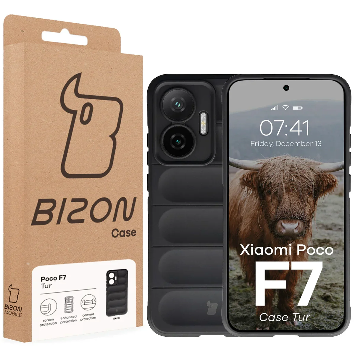 Robuste Handyhülle für Xiaomi POCO F7, Bizon Case Tur, Schwarz - Image 8