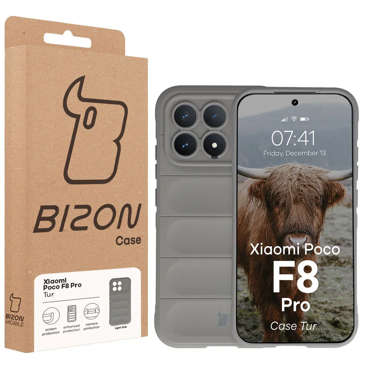 Robuste Handyhülle für Xiaomi POCO F8 Pro, Bizon Case Tur, Hellgrau - Image 8