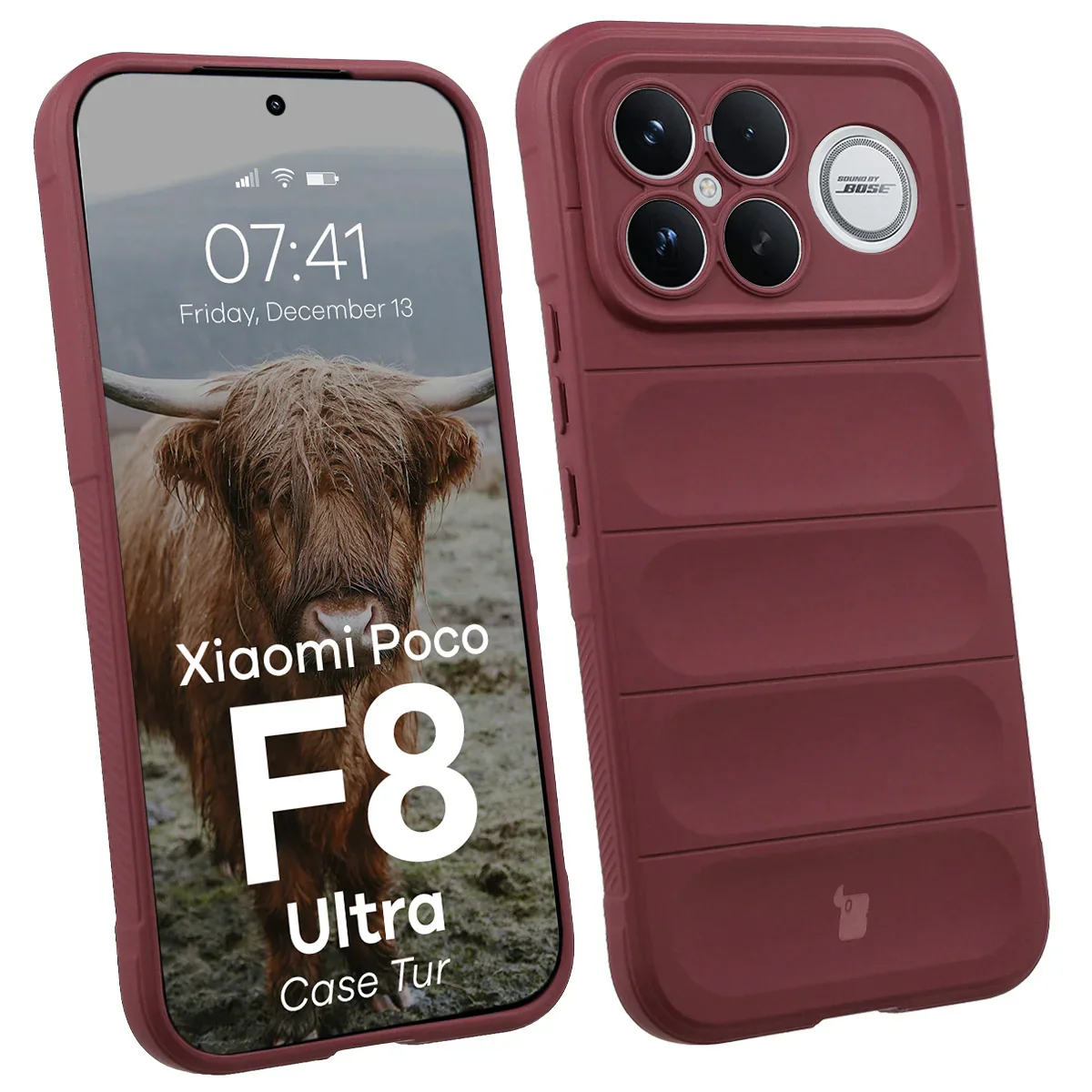 Robuste Handyhülle für Xiaomi POCO F8 Ultra, Bizon Case Tur, Burgunderrot