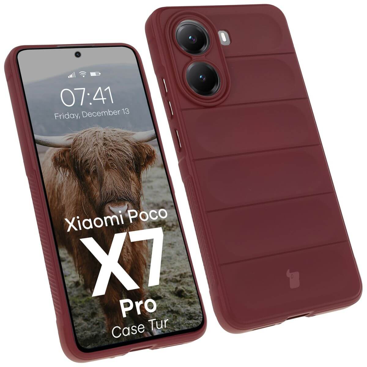 Robuste Handyhülle für Xiaomi Poco X7 Pro, Bizon Case Tur, Burgunderrot