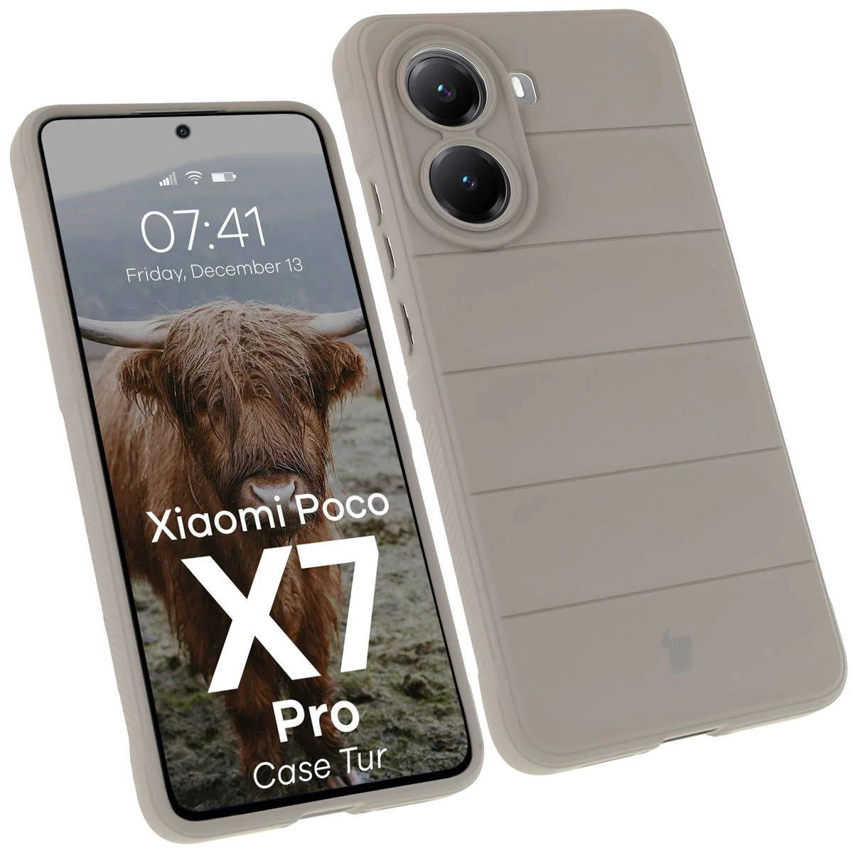 Robuste Handyhülle für Xiaomi Poco X7 Pro, Bizon Case Tur, Hellgrau