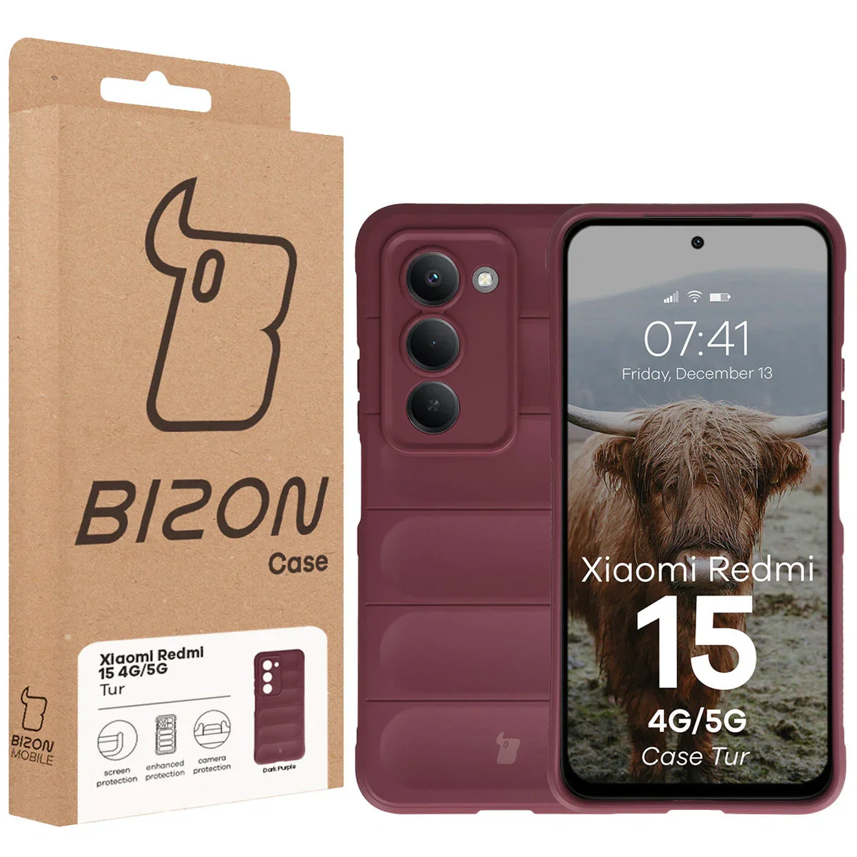 Robuste Handyhülle für Xiaomi Redmi 15 4G / 5G, Bizon Case Tur, Burgunderrot - Image 8