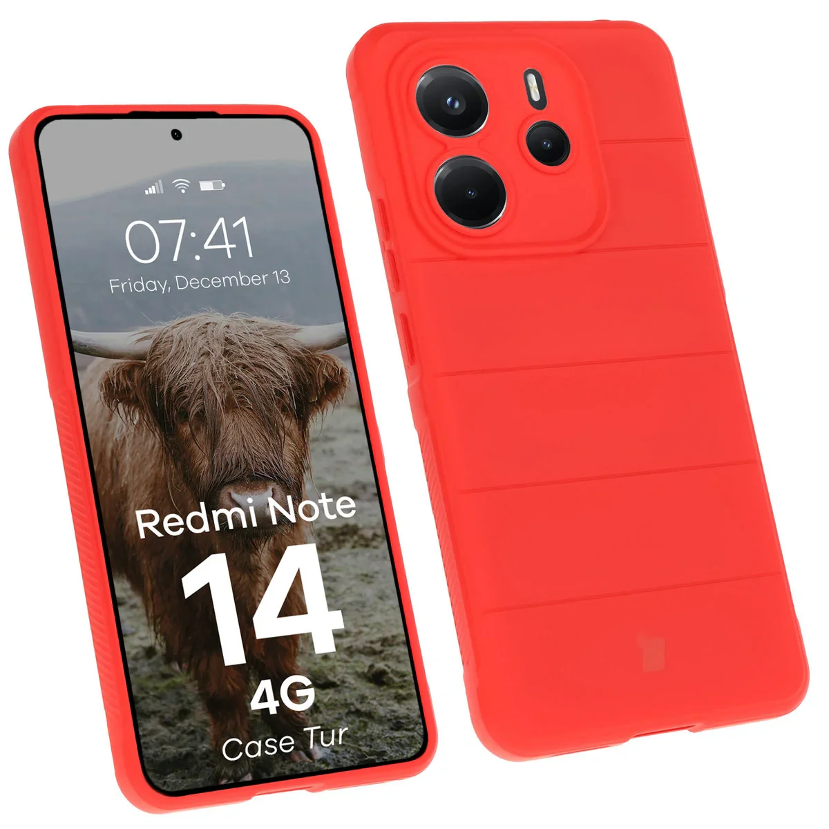 Robuste Handyhülle für Xiaomi Redmi Note 14 4G, Bizon Case Tur, Rot