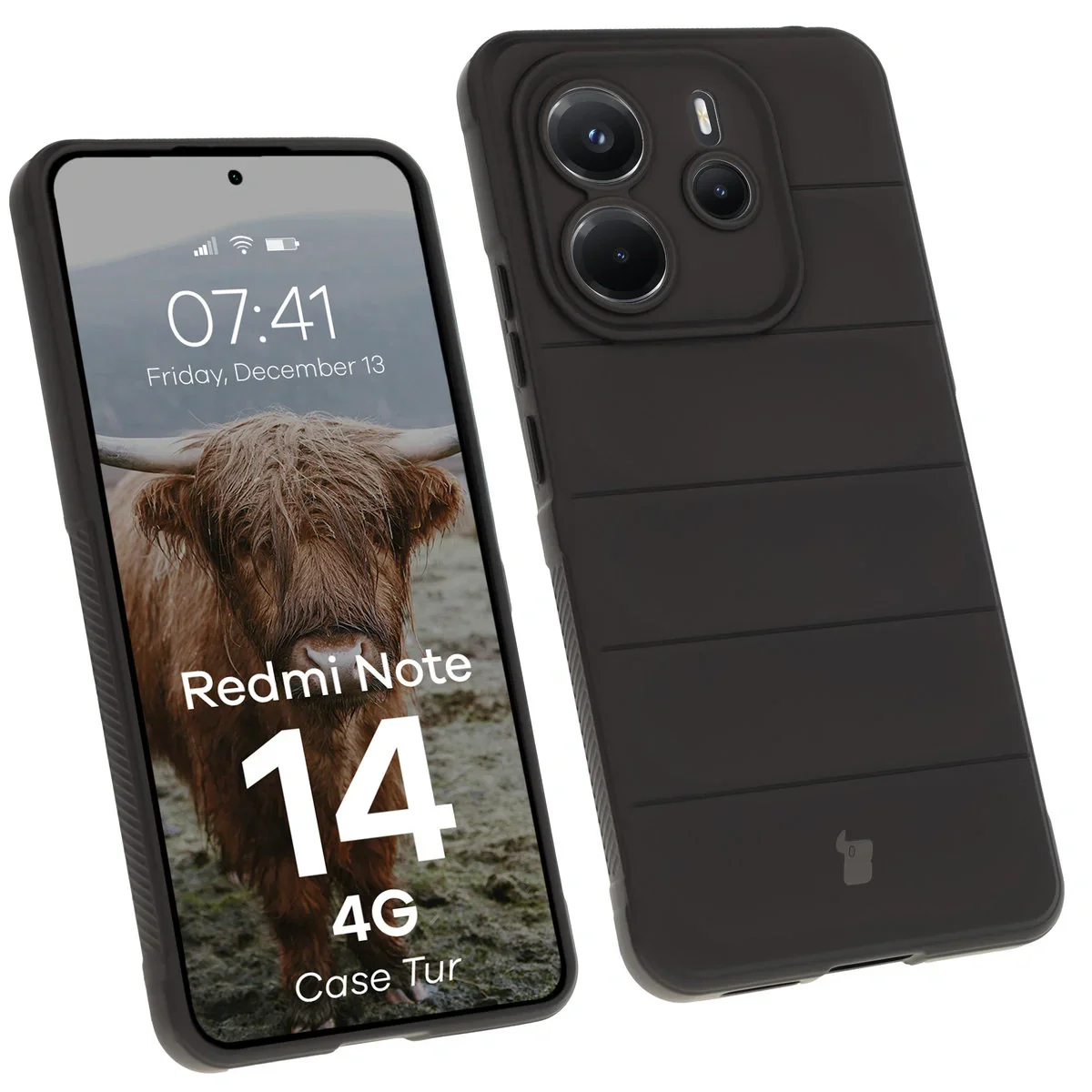 Robuste Handyhülle für Xiaomi Redmi Note 14 4G, Bizon Case Tur, Schwarz