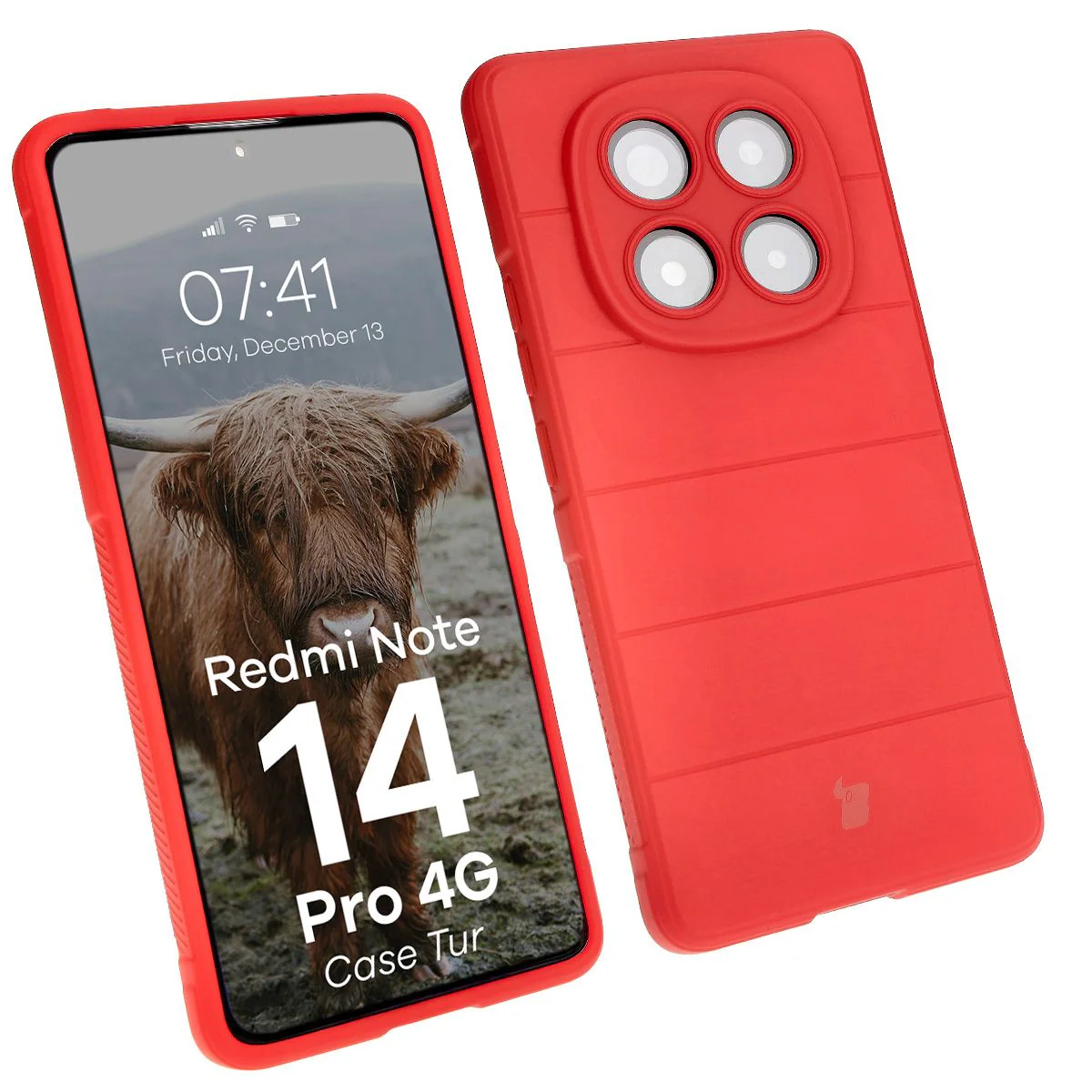 Robuste Handyhülle für Xiaomi Redmi Note 14 Pro 4G, Bizon Case Tur, Rot