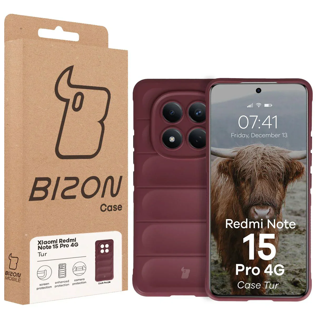 Robuste Handyhülle für Xiaomi Redmi Note 15 Pro 4G, Bizon Case Tur, Burgunderrot - Image 8