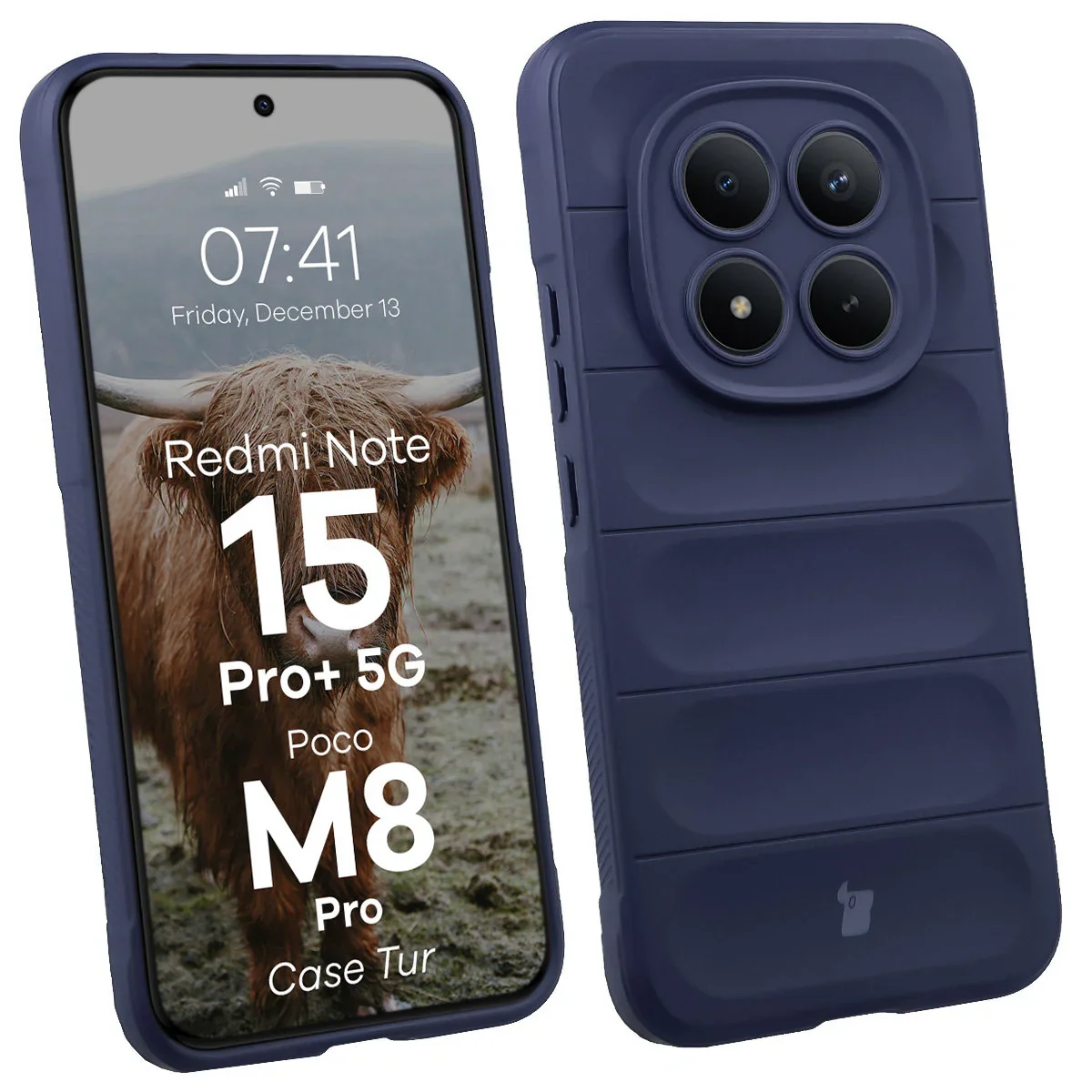 Robuste Handyhülle für Xiaomi Redmi Note 15 Pro Plus 5G / POCO M8 Pro 5G, Bizon Case Tur, Dunkelblau