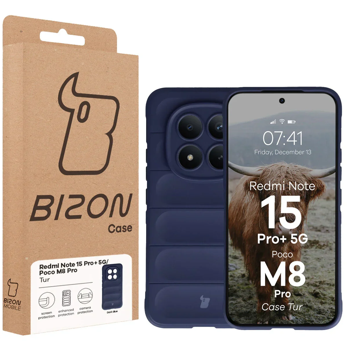 Robuste Handyhülle für Xiaomi Redmi Note 15 Pro Plus 5G / POCO M8 Pro 5G, Bizon Case Tur, Dunkelblau - Image 8