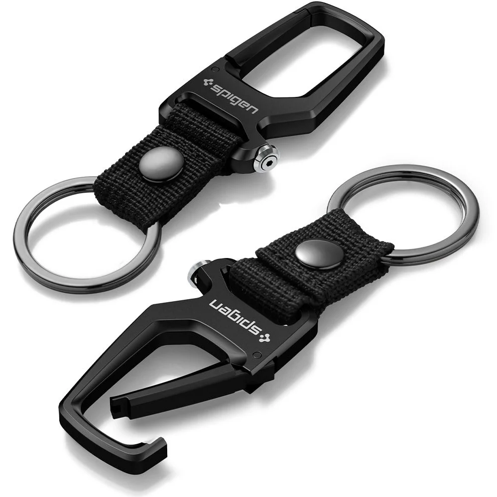 Schlüsselanhänger mit Karabiner und Flaschenöffner, Spigen Carabiner with KeyRing 2-Pack, Schwarz - Image 2