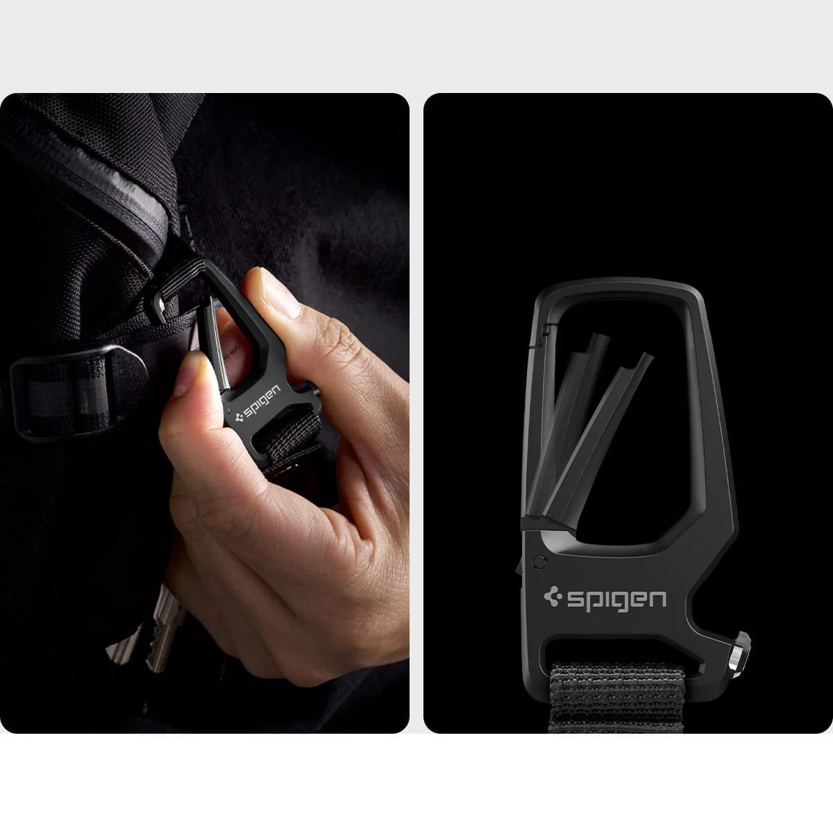 Schlüsselanhänger mit Karabiner und Flaschenöffner, Spigen Carabiner with KeyRing 2-Pack, Schwarz - Image 9