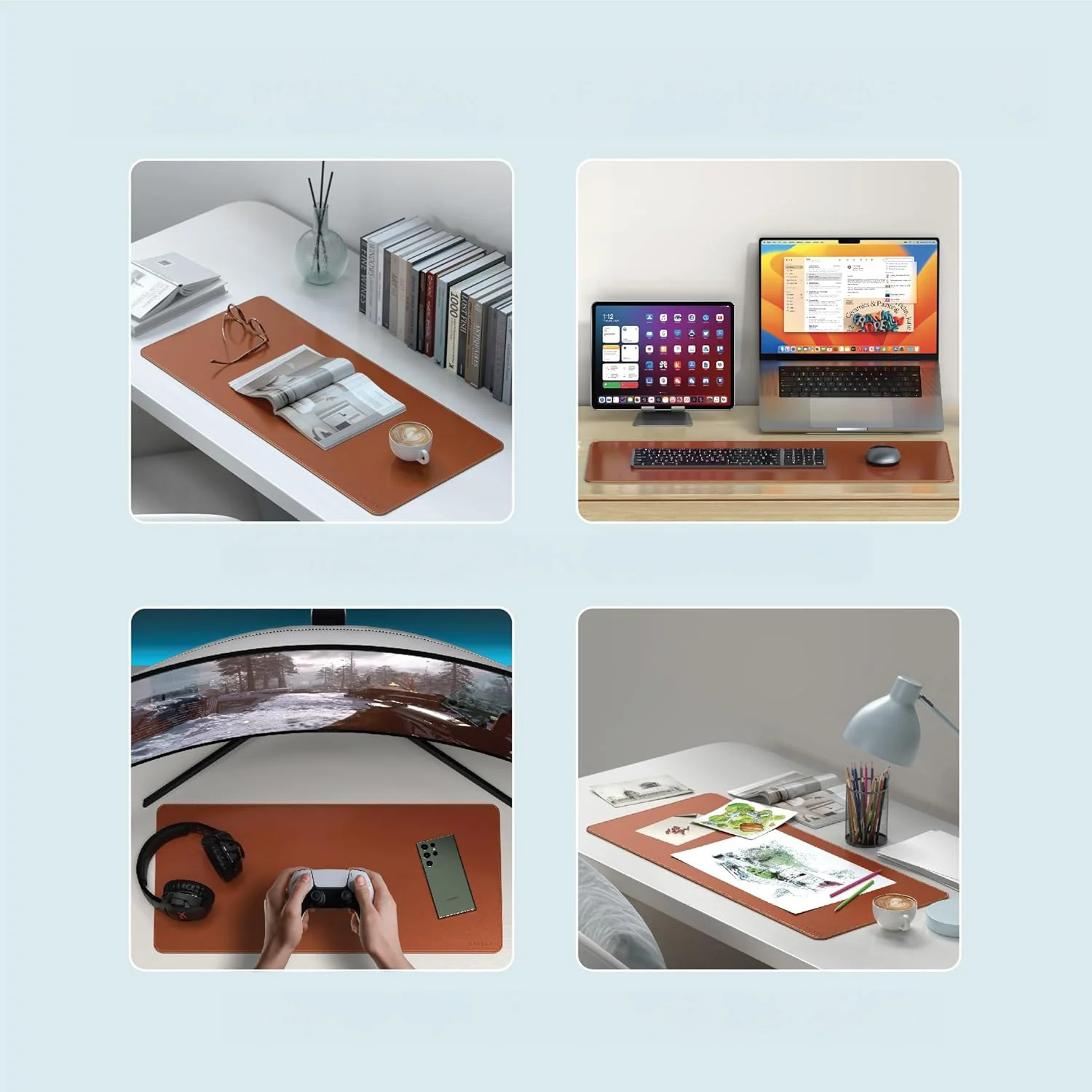 Schreibtischunterlage aus veganem Leder, Satechi Premium Desk Mat, Braun - Image 11
