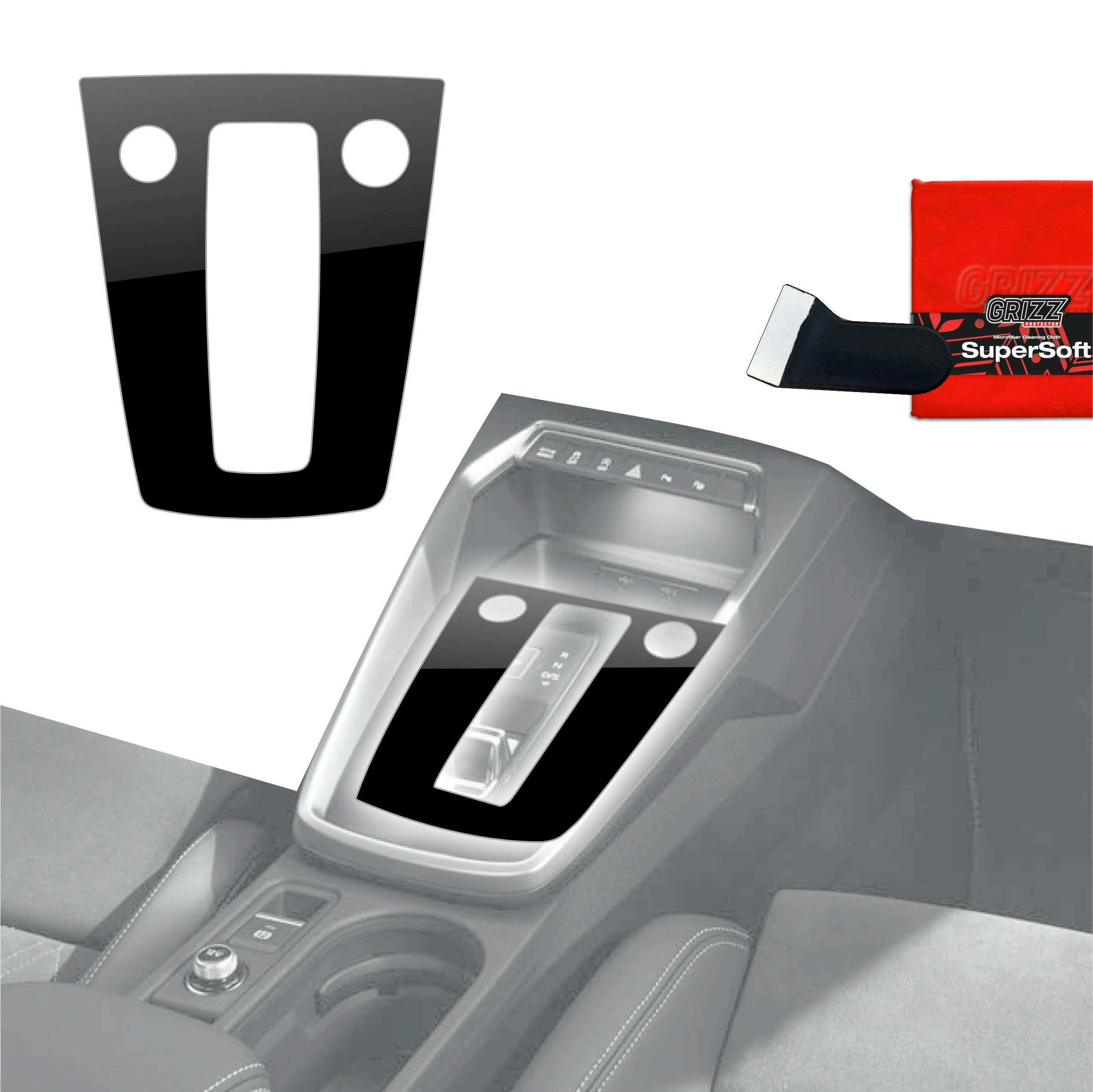 Schutzfolien Grizz Protector für Mittelkonsole - Audi RS3 8Y (2020-2024) Schwarz Glanz