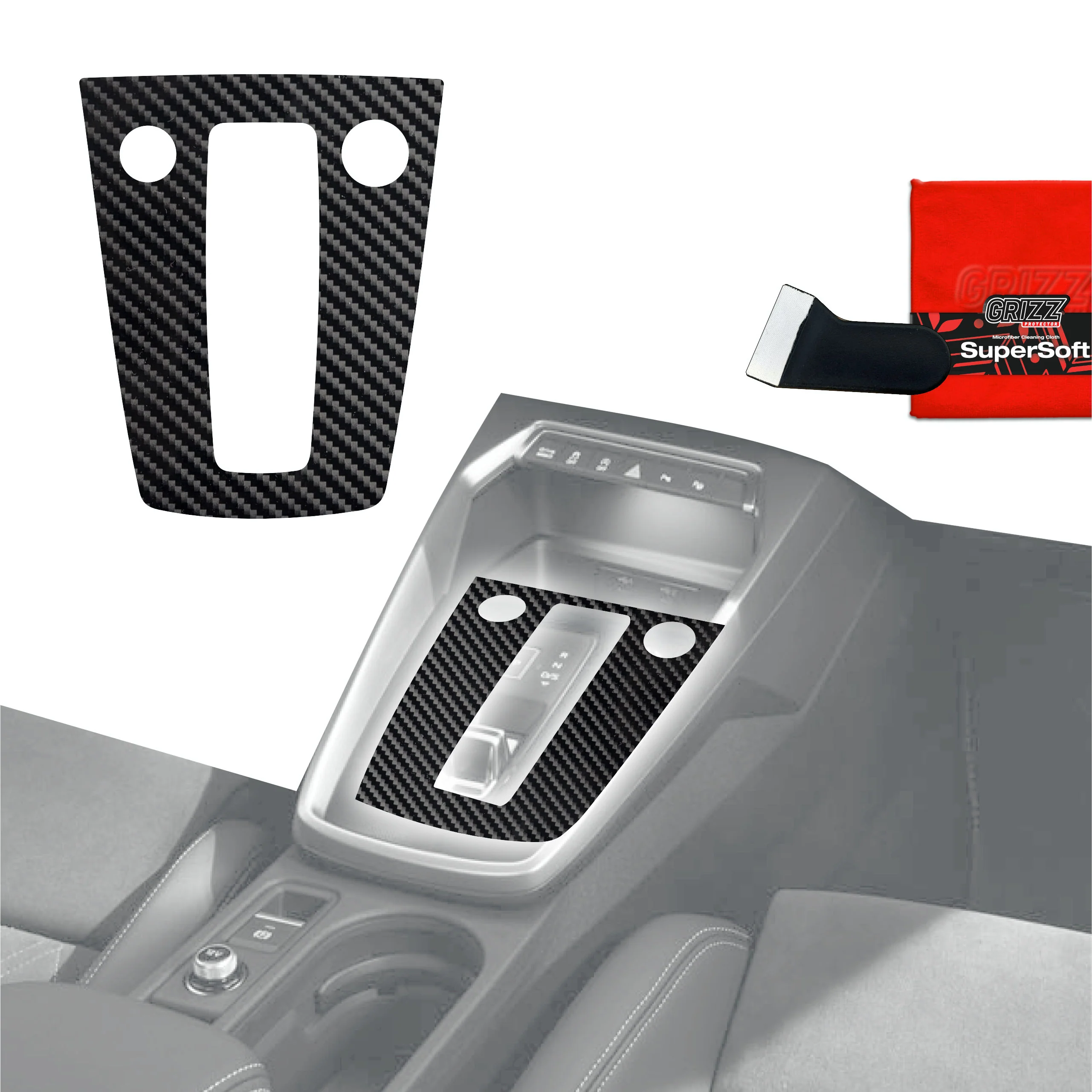 Schutzfolien Grizz Protector für Mittelkonsole - Audi S3 8Y (2020-2025) Carbon Optik Glanz