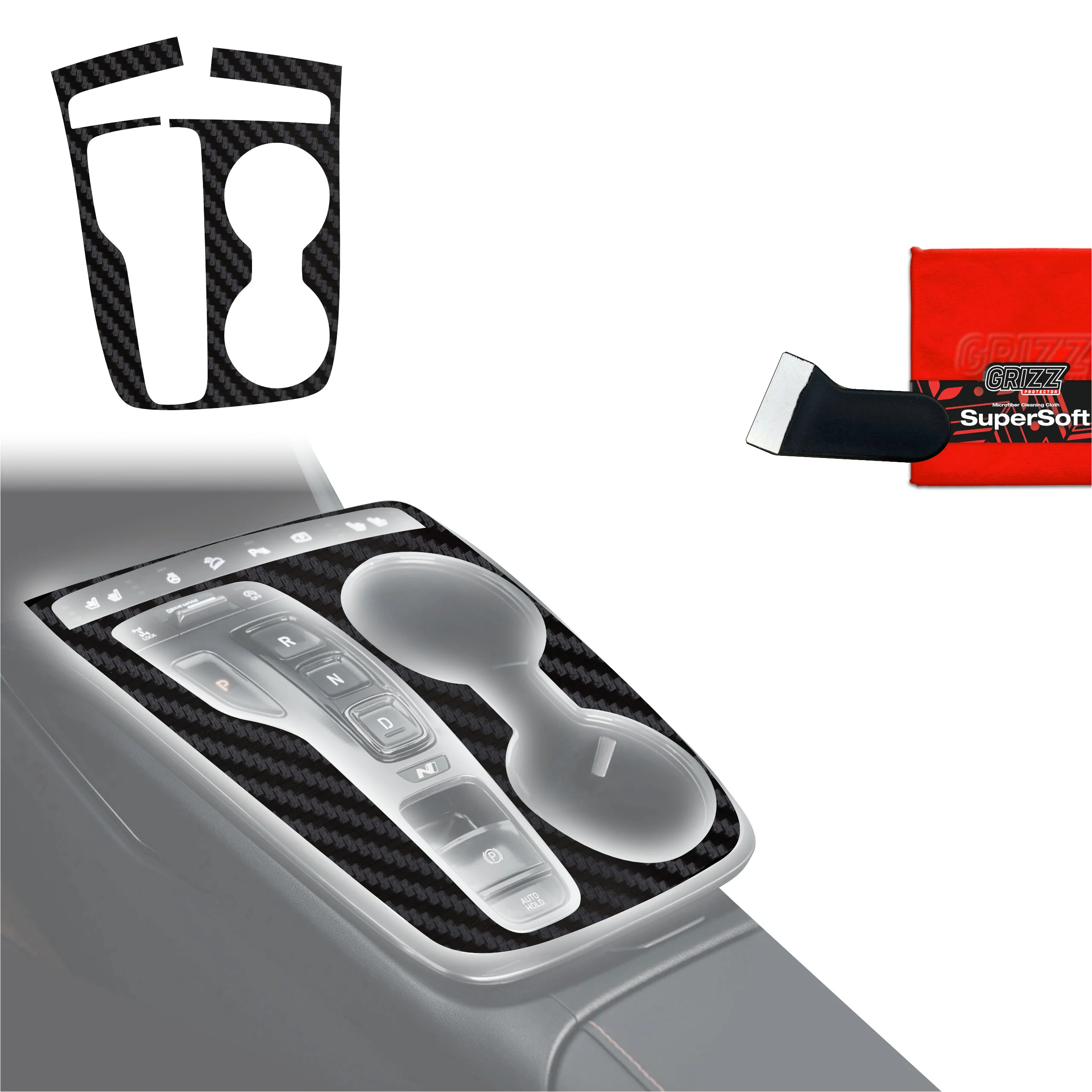Schutzfolien Grizz Protector für Mittelkonsole - Hyundai Tucson N-Line (2021-2024) Carbon Optik Matt Antifingerprint