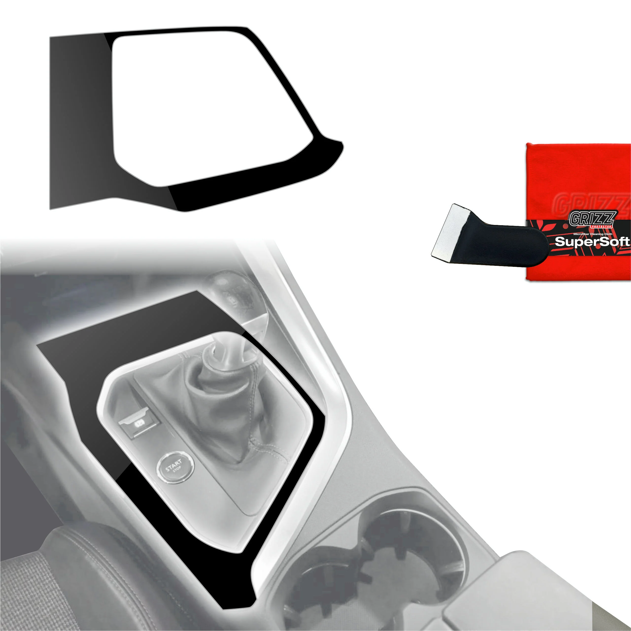 Schutzfolien Grizz Protector für Mittelkonsole - Peugeot 3008 (2016-2020) Schwarz Glanz