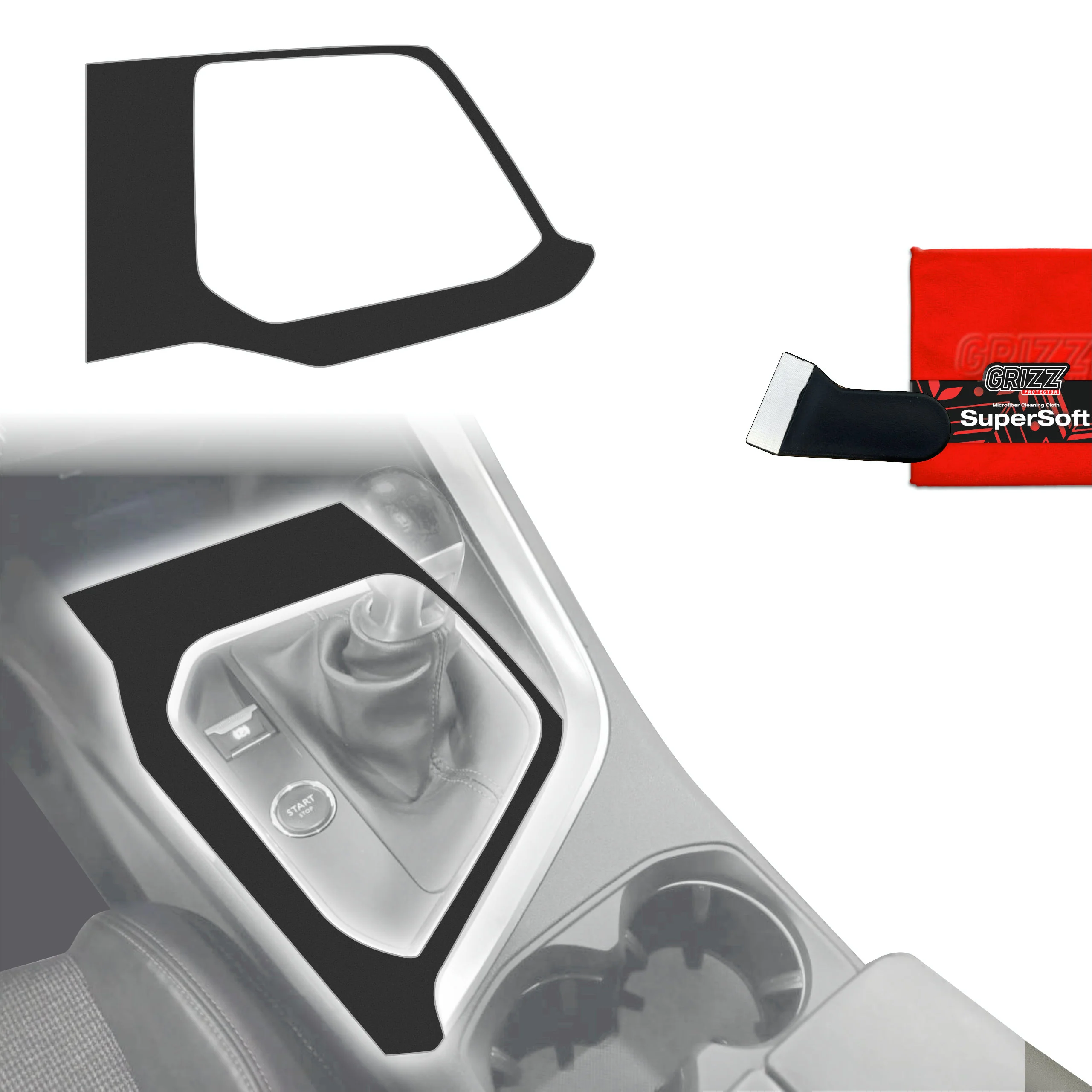 Schutzfolien Grizz Protector für Mittelkonsole - Peugeot 3008 (2016-2020) Schwarz Matt Antifingerprint