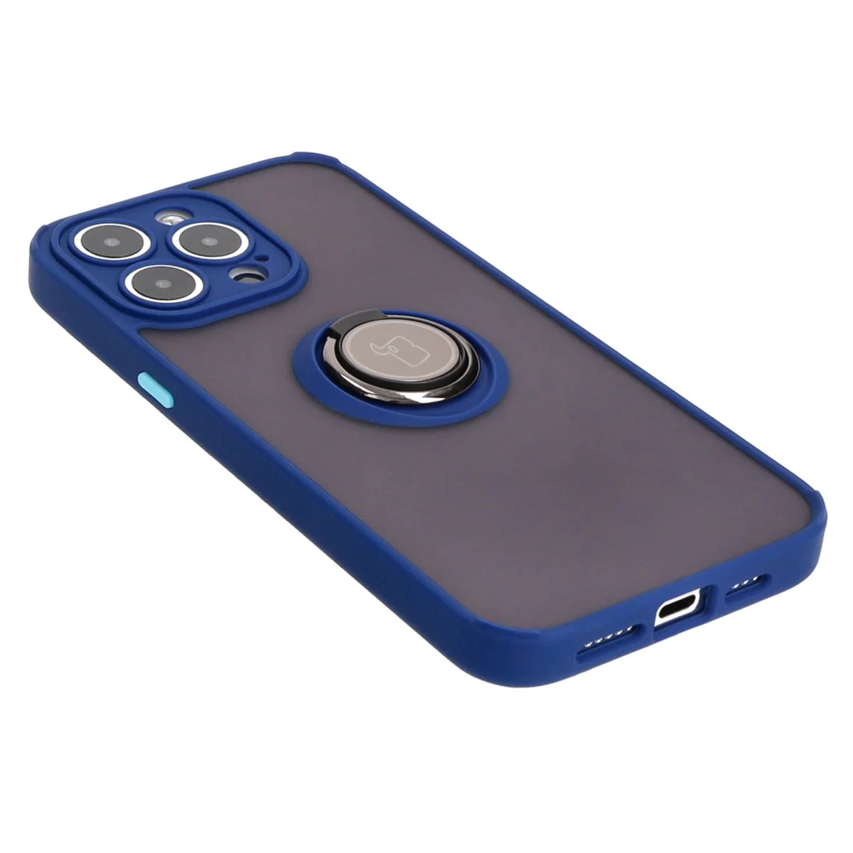 Handyhülle mit Fingergriff für iPhone 15 Pro Max, Bizon Case Hybrid Ring, getönt mit dunkelblauem Rahmen - Image 4