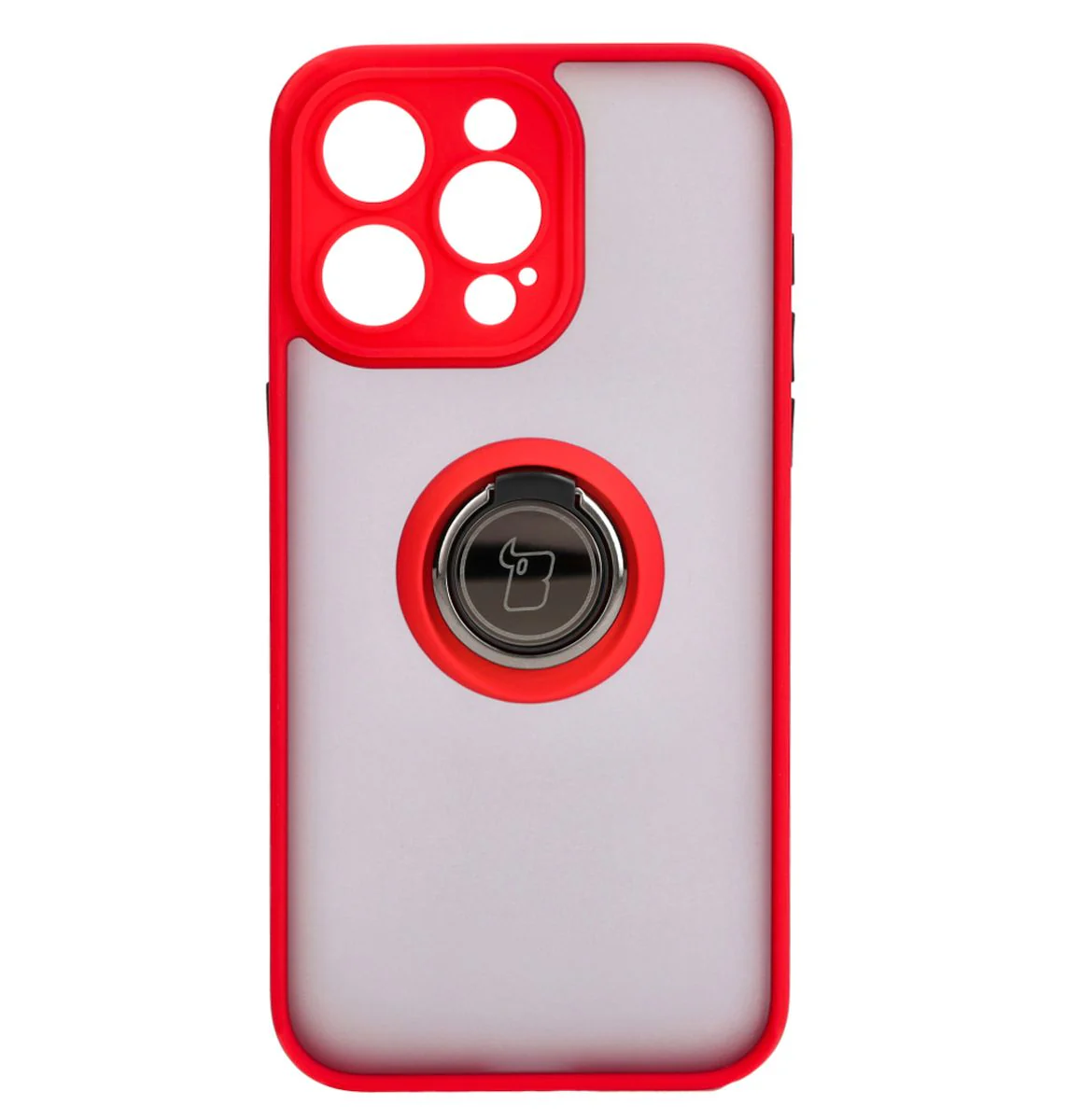 Handyhülle mit Fingergriff für iPhone 15 Pro Max, Bizon Case Hybrid Ring, getönt mit rotem Rahmen - Image 2