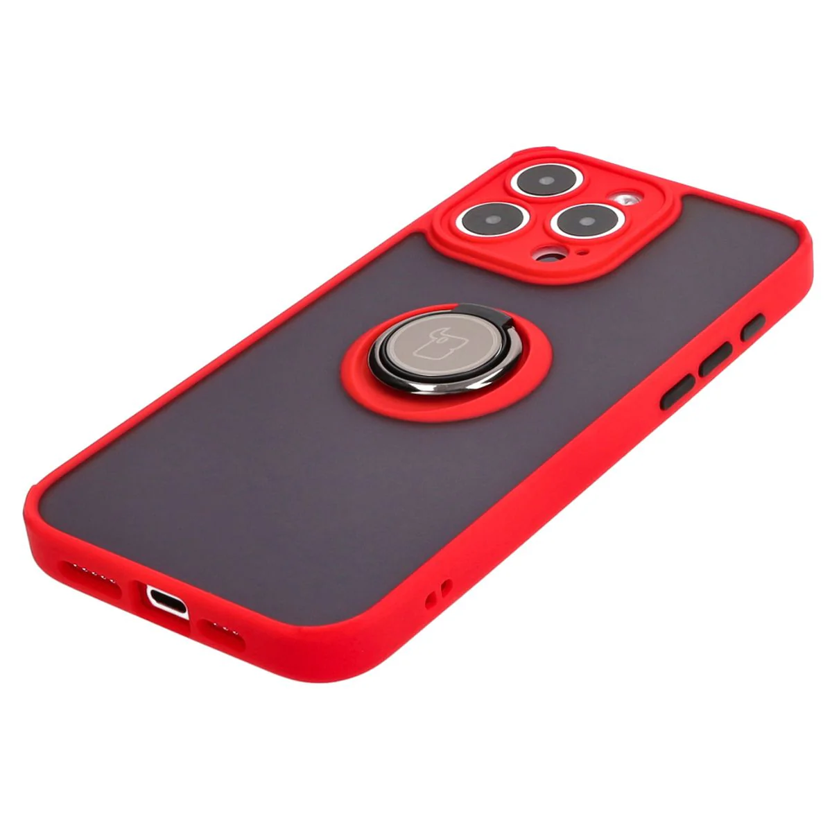 Handyhülle mit Fingergriff für iPhone 15 Pro Max, Bizon Case Hybrid Ring, getönt mit rotem Rahmen - Image 3