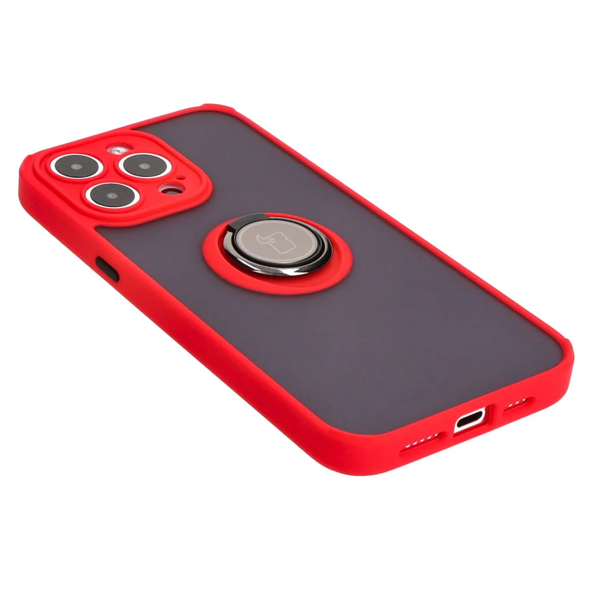 Handyhülle mit Fingergriff für iPhone 15 Pro Max, Bizon Case Hybrid Ring, getönt mit rotem Rahmen - Image 4
