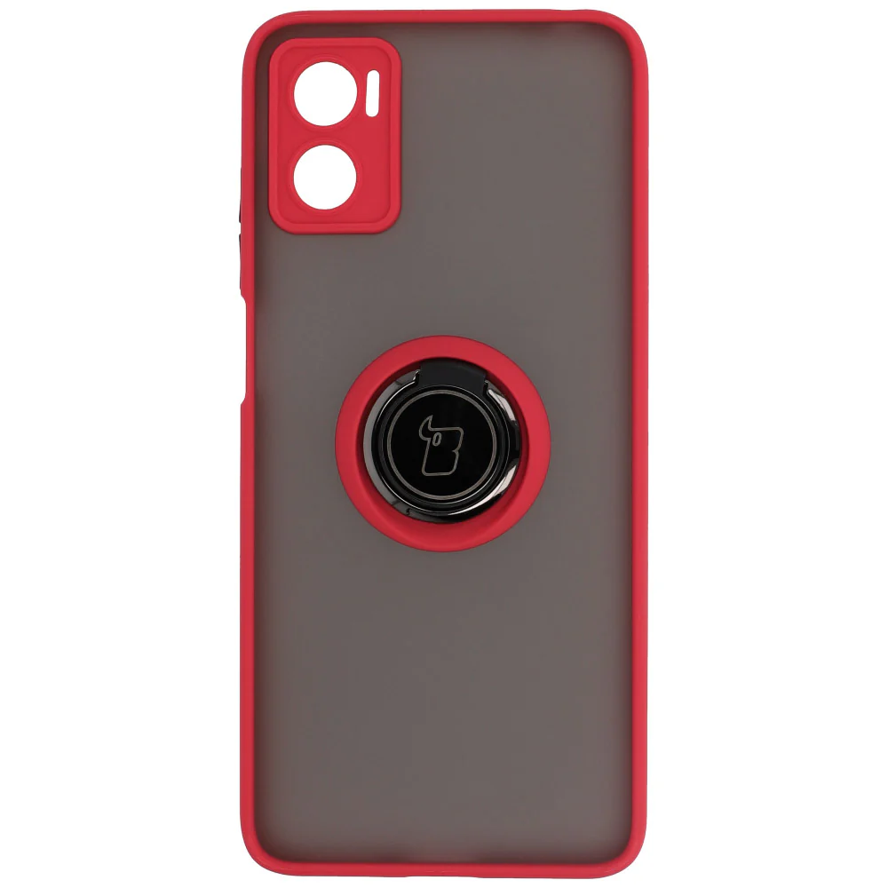 Handyhülle mit Fingergriff für Motorola Moto E22 / E22i, Bizon Case Hybrid Ring, getönt mit rotem Rahmen - Image 2