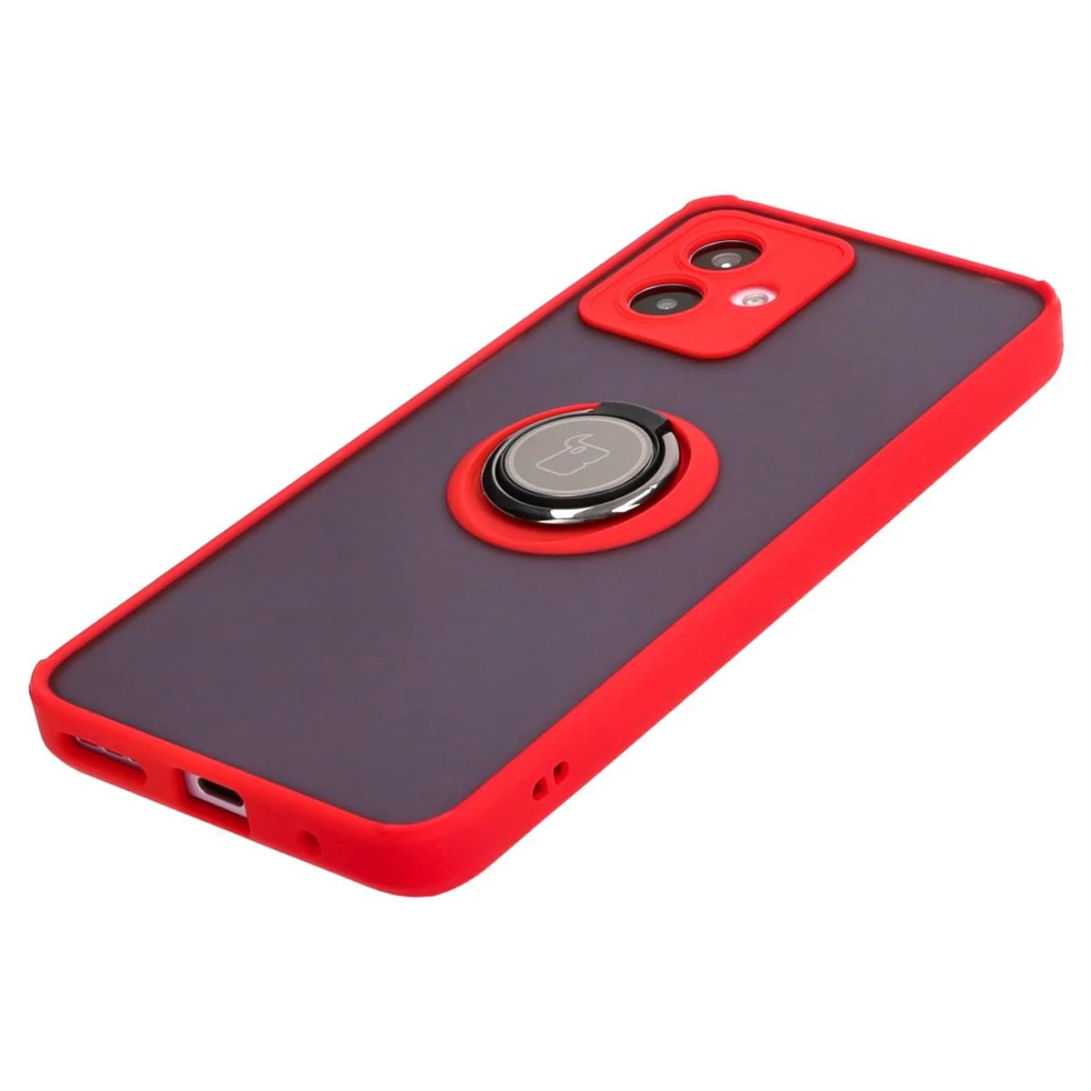 Handyhülle mit Fingergriff für Motorola Moto G14, Bizon Case Hybrid Ring, getönt mit rotem Rahmen - Image 3