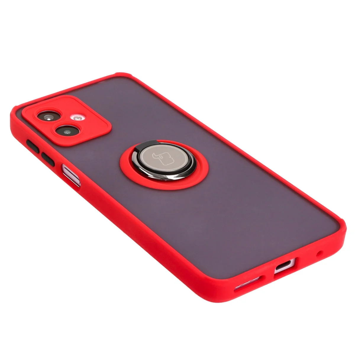 Handyhülle mit Fingergriff für Motorola Moto G14, Bizon Case Hybrid Ring, getönt mit rotem Rahmen - Image 4