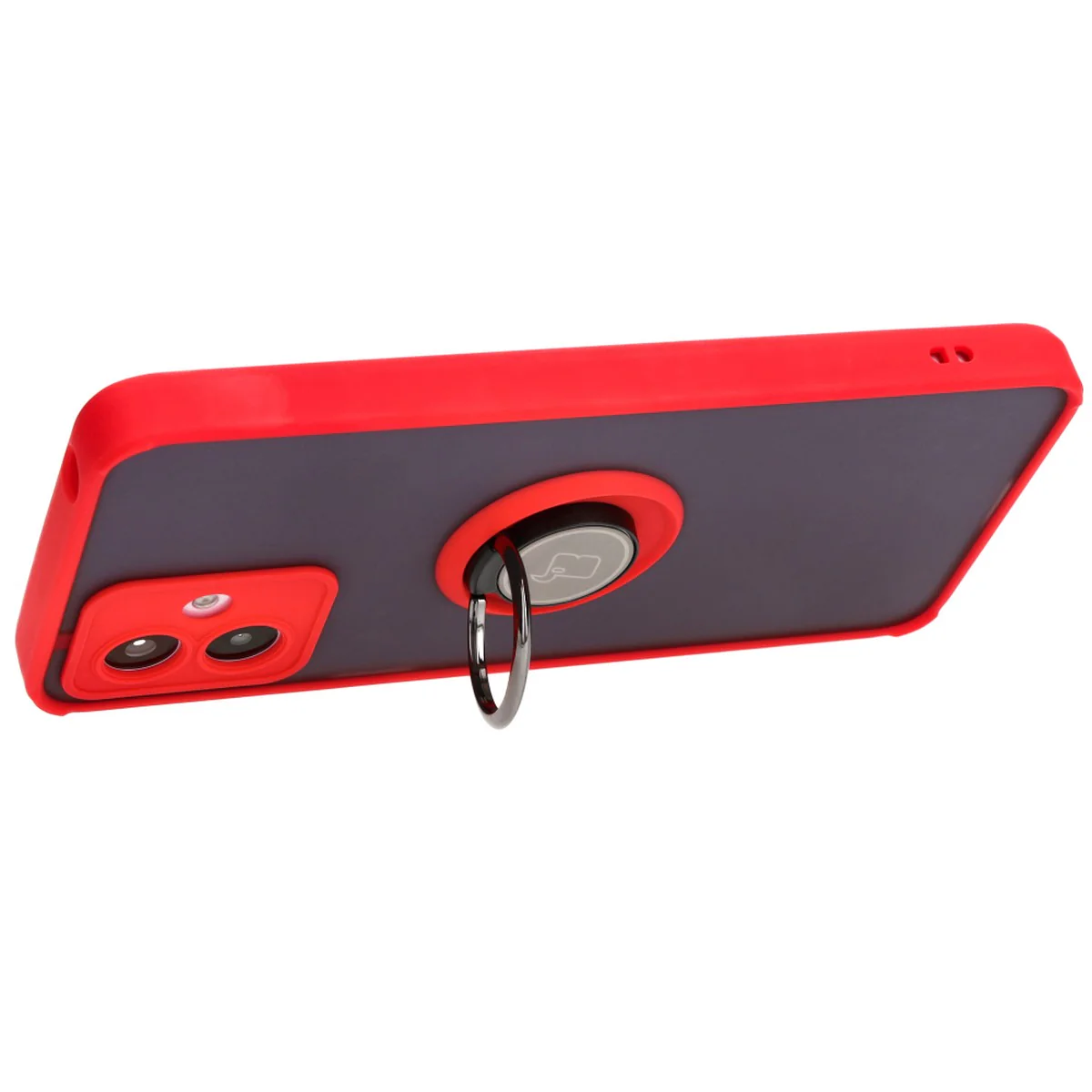 Handyhülle mit Fingergriff für Motorola Moto G14, Bizon Case Hybrid Ring, getönt mit rotem Rahmen - Image 5