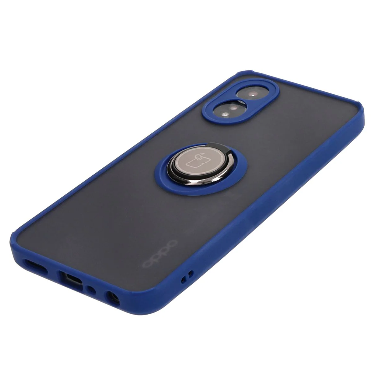 Handyhülle mit Fingergriff für Oppo A38 4G, Bizon Case Hybrid Ring, getönt mit dunkelblauem Rahmen - Image 3