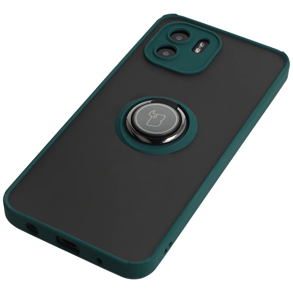 Handyhülle mit Fingergriff für Xiaomi Redmi A1, Bizon Case Hybrid Ring, getönt mit dunkelgrünem Rahmen - Image 4