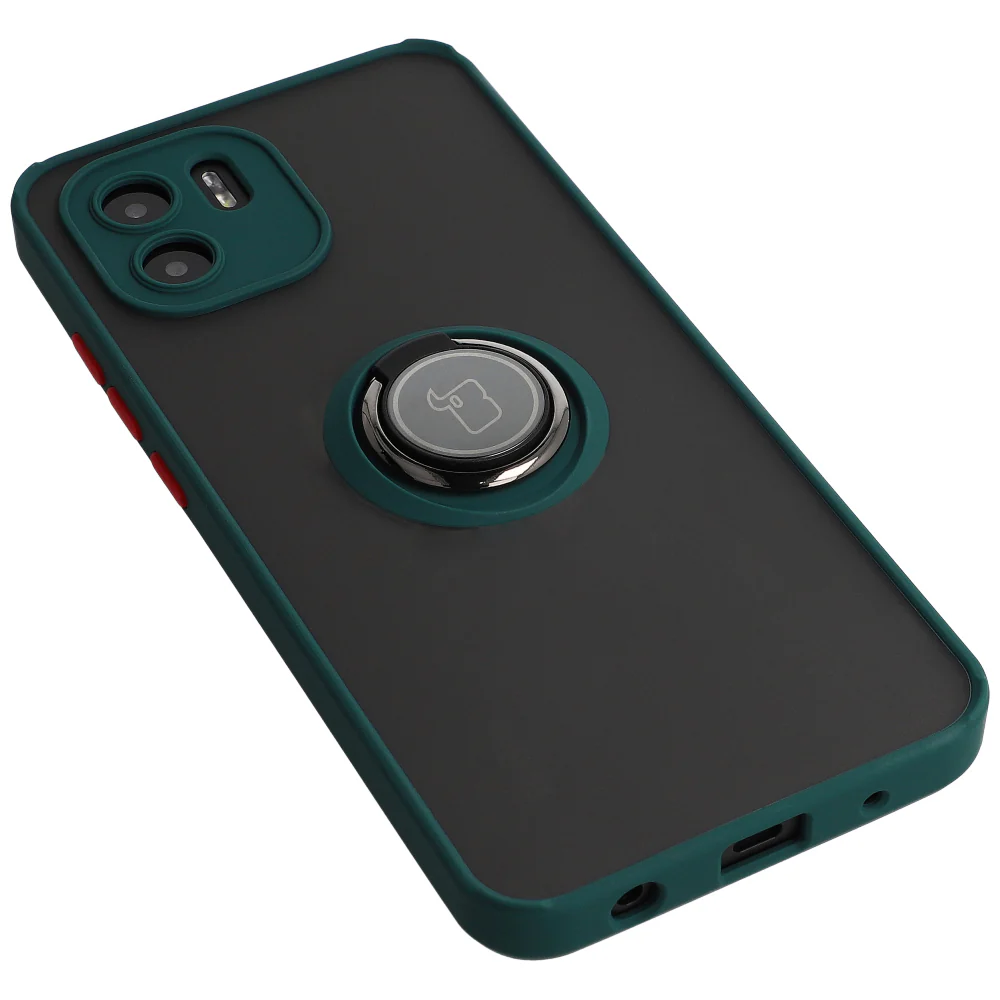 Handyhülle mit Fingergriff für Xiaomi Redmi A1, Bizon Case Hybrid Ring, getönt mit dunkelgrünem Rahmen - Image 5