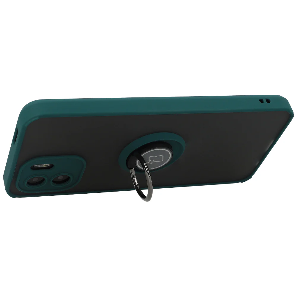 Handyhülle mit Fingergriff für Xiaomi Redmi A1, Bizon Case Hybrid Ring, getönt mit dunkelgrünem Rahmen - Image 6