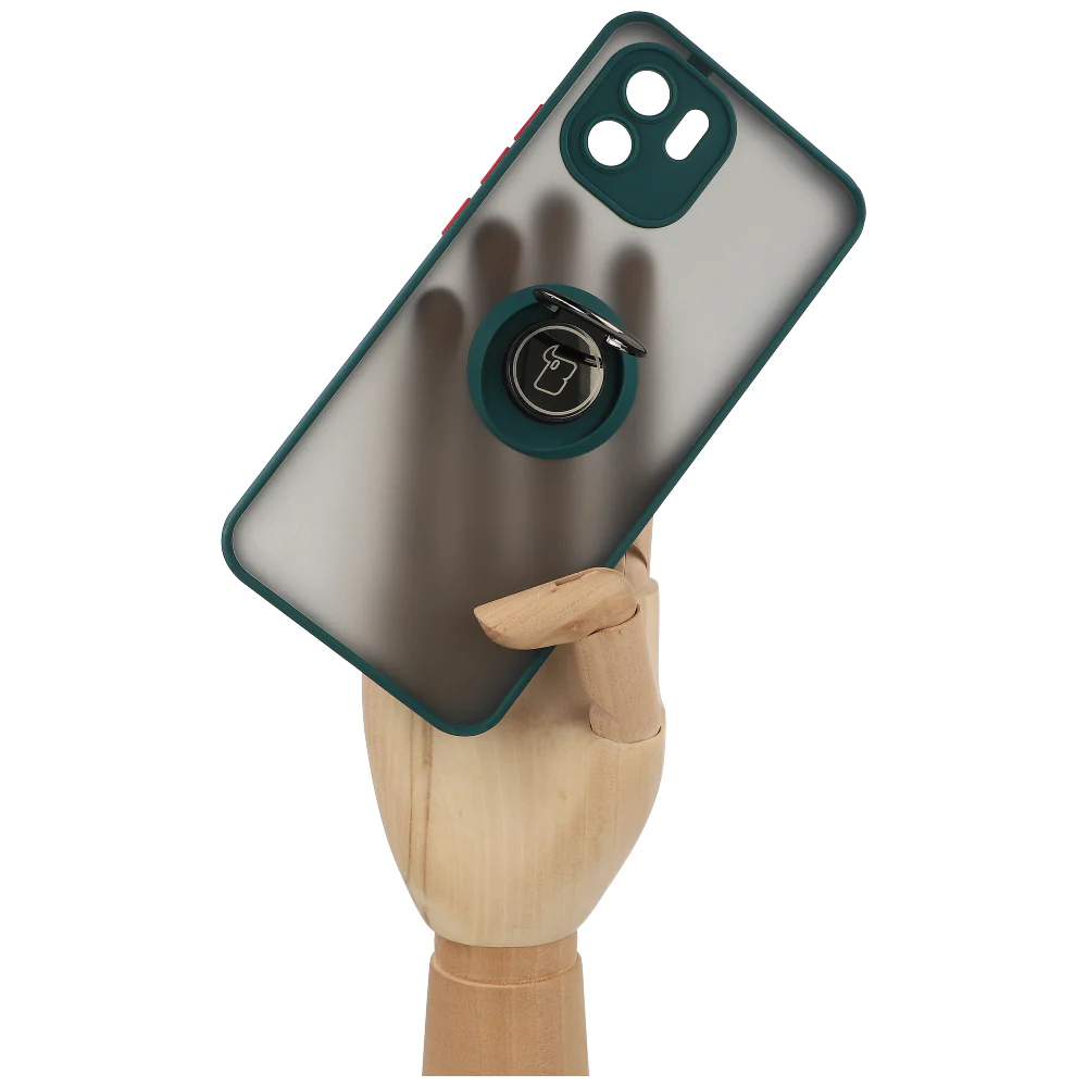 Handyhülle mit Fingergriff für Xiaomi Redmi A1, Bizon Case Hybrid Ring, getönt mit dunkelgrünem Rahmen - Image 8