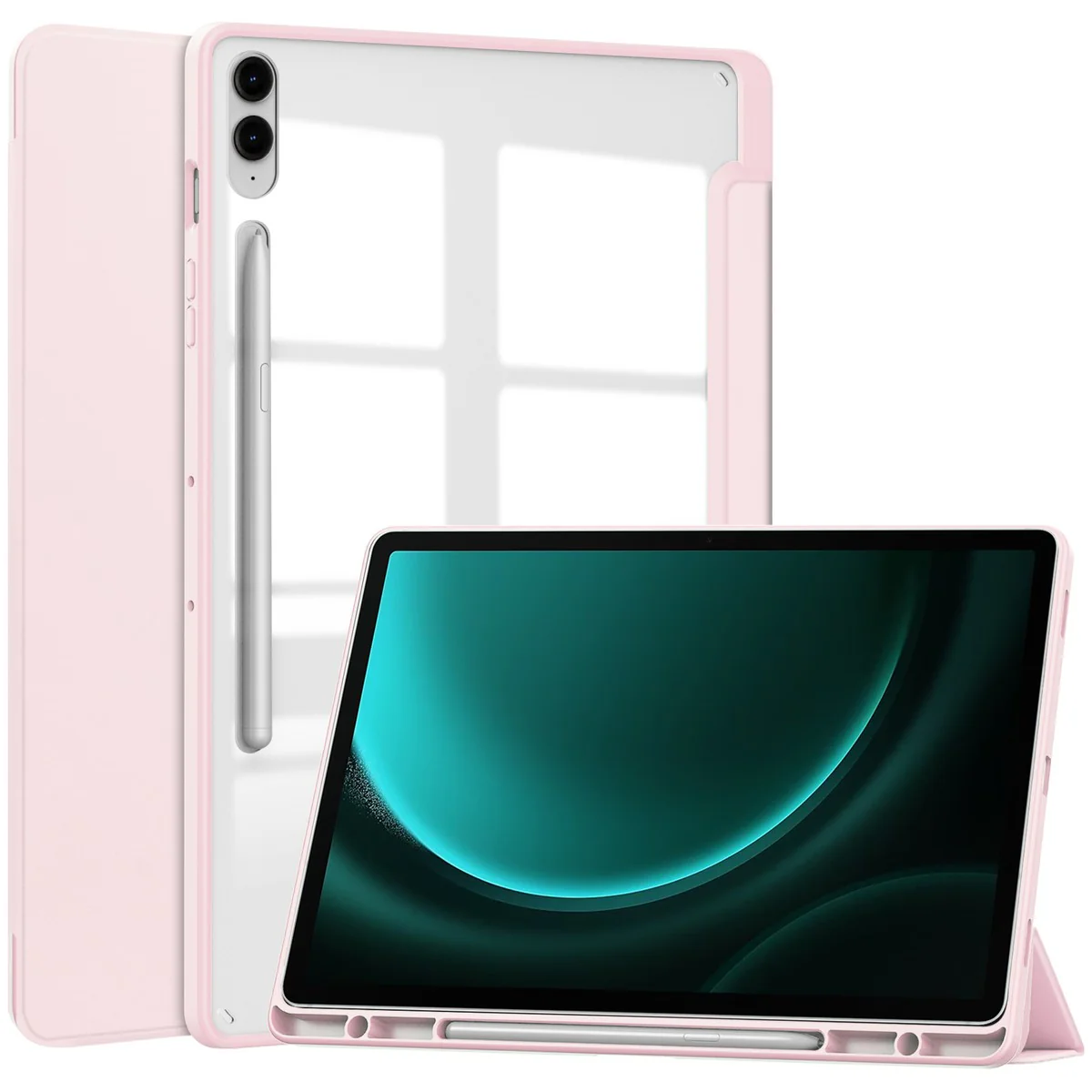 Schutzhülle Bizon Case Tab Clear Matt für Galaxy Tab S9 FE Plus, Hellrosa