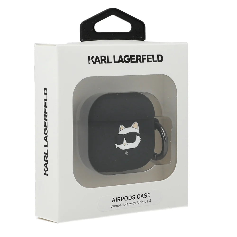 Schutzhülle für AirPods 4, Karl Lagerfeld Silicone Choupette Head 3D Case, Schwarz - Image 5