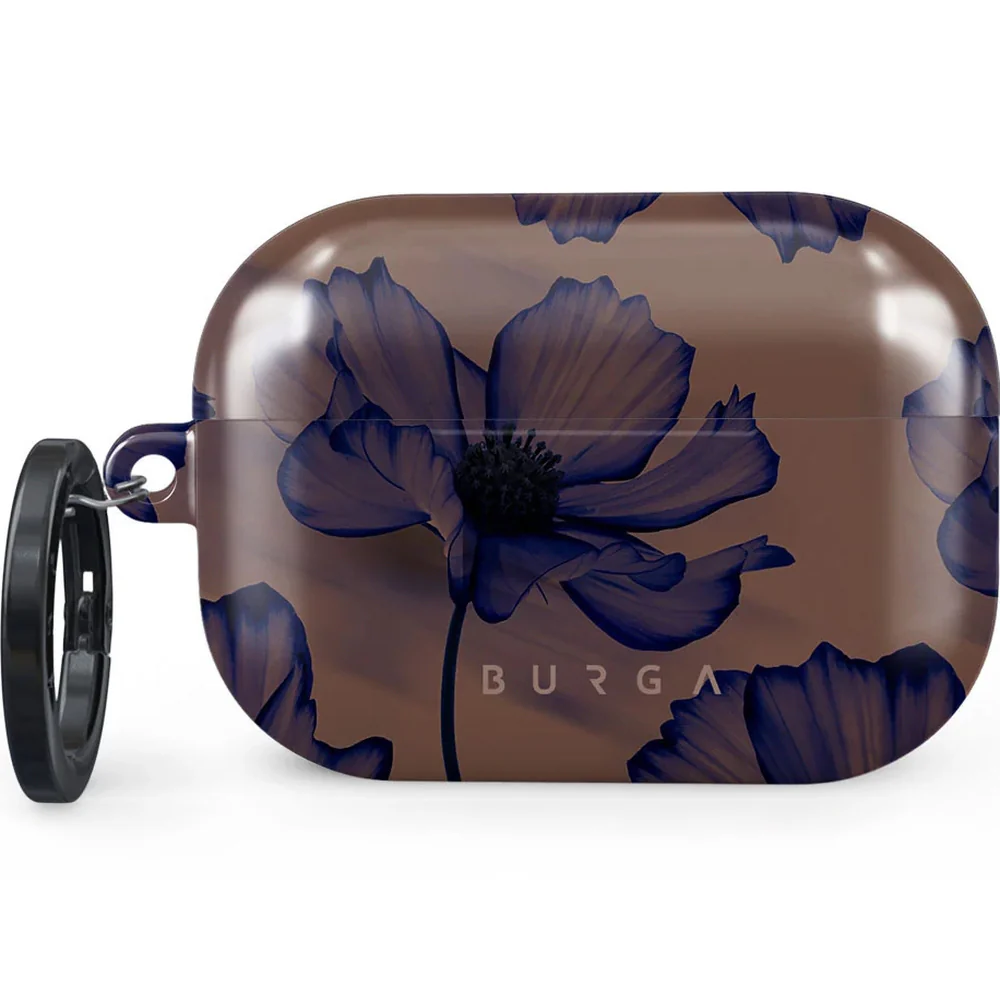 Schutzhülle für AirPods Pro 2, Burga Velvet Night, Braun mit marineblauen Blumen