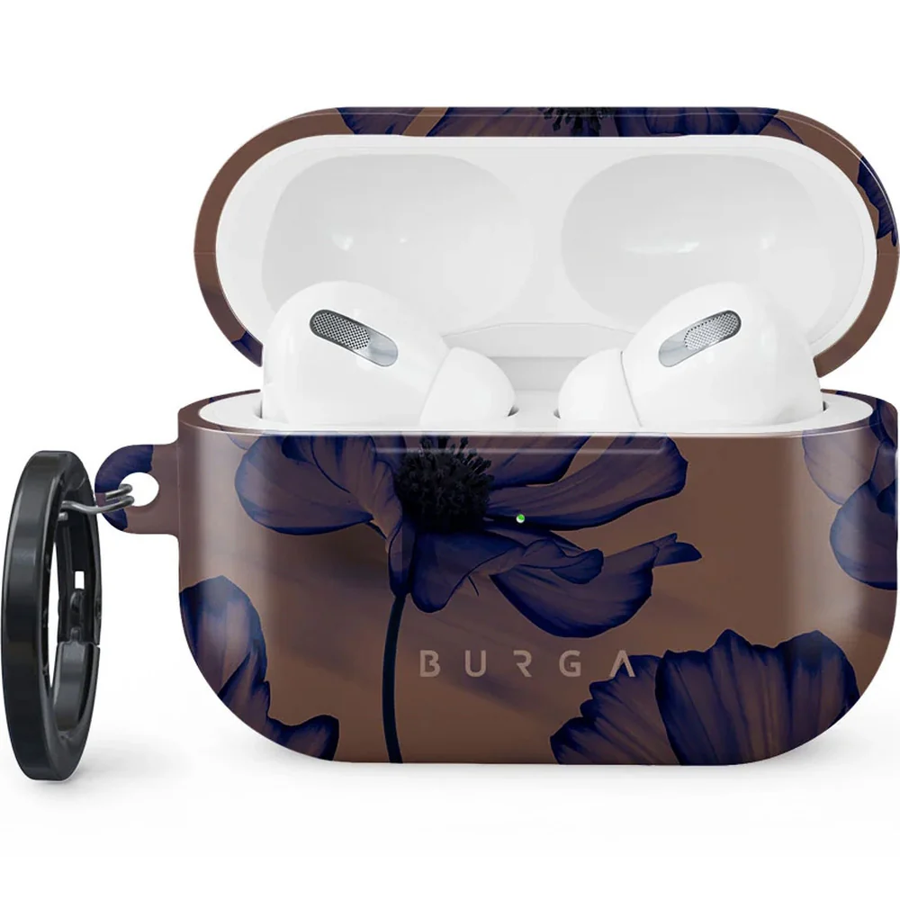 Schutzhülle für AirPods Pro 2, Burga Velvet Night, Braun mit marineblauen Blumen - Image 2