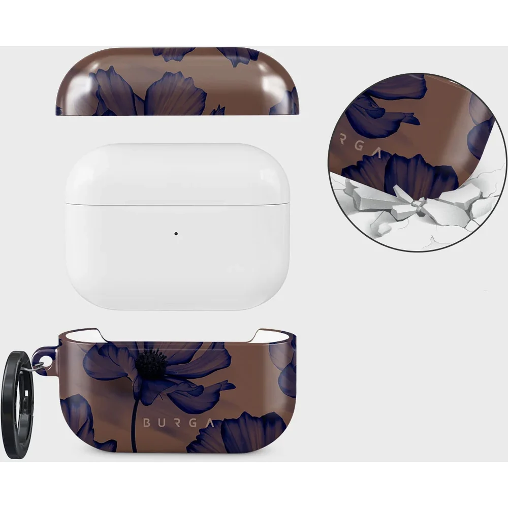 Schutzhülle für AirPods Pro 2, Burga Velvet Night, Braun mit marineblauen Blumen - Image 3