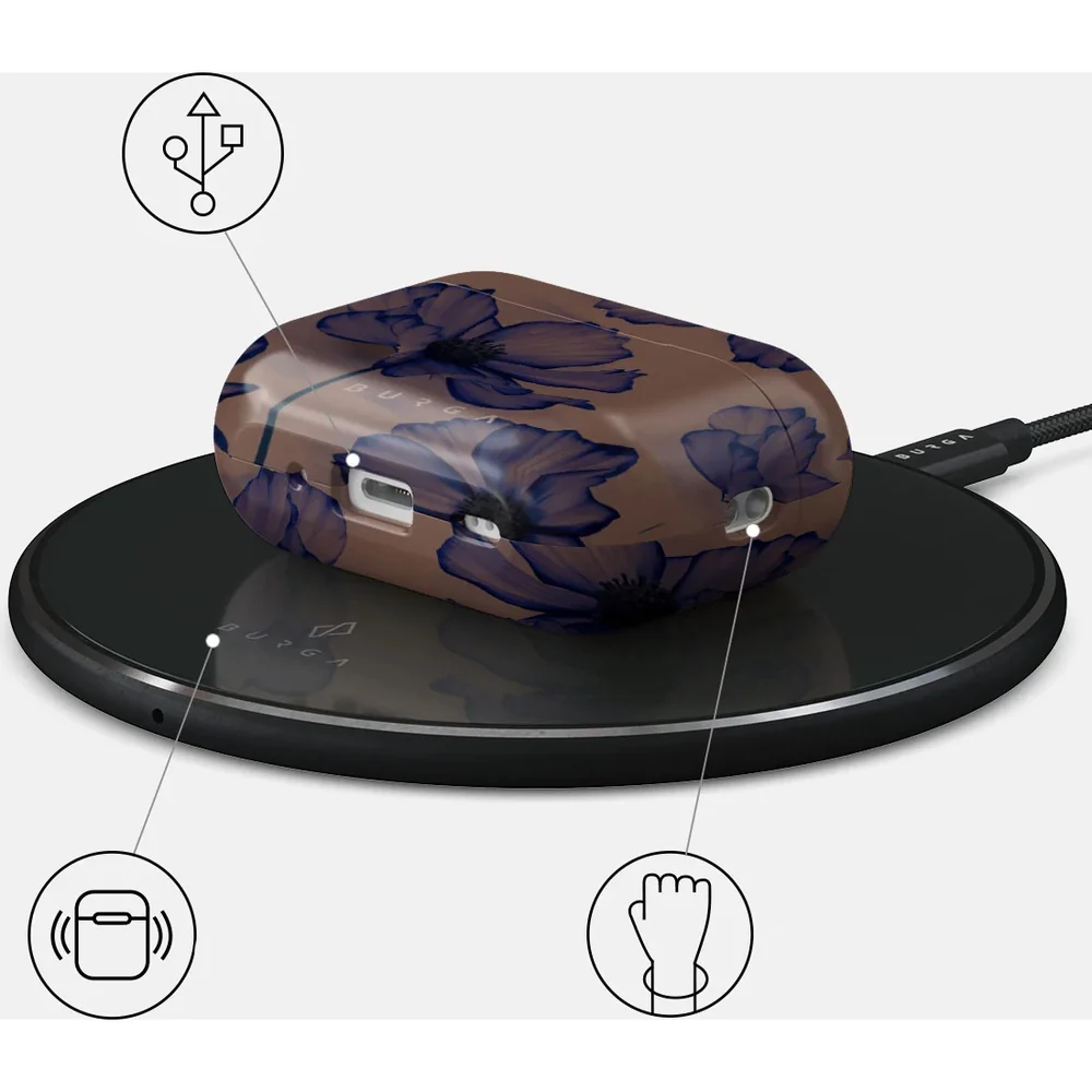 Schutzhülle für AirPods Pro 2, Burga Velvet Night, Braun mit marineblauen Blumen - Image 4