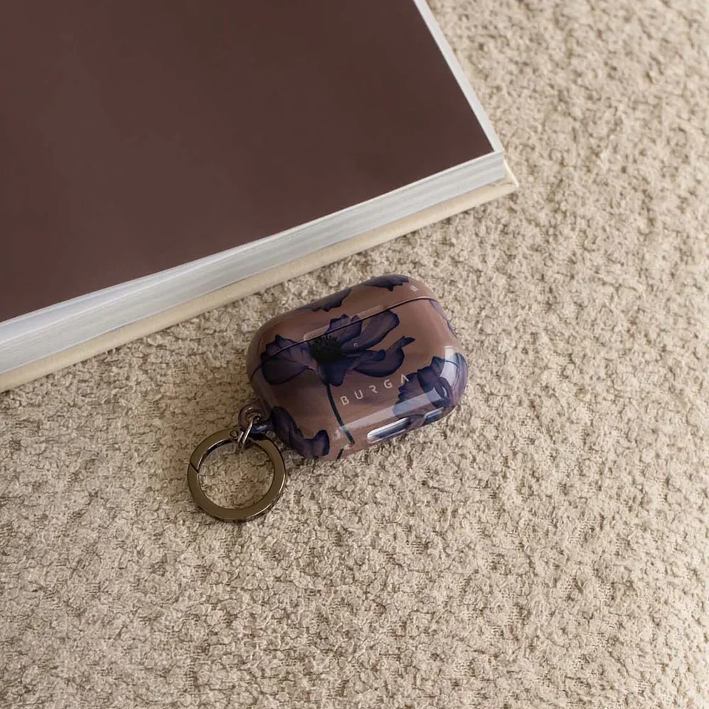 Schutzhülle für AirPods Pro 2, Burga Velvet Night, Braun mit marineblauen Blumen - Image 6