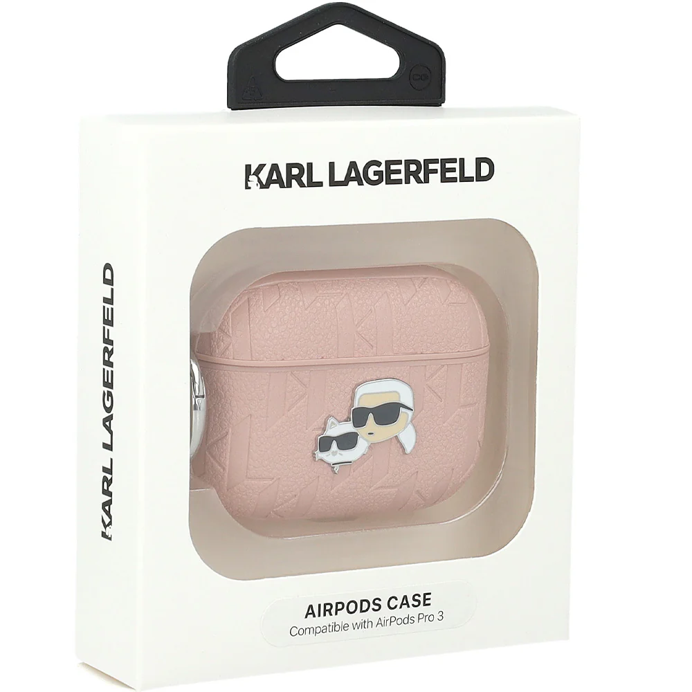 Schutzhülle für AirPods Pro 3, Karl Lagerfeld Monogram Karl and Choupette Head, Rosa - Image 4