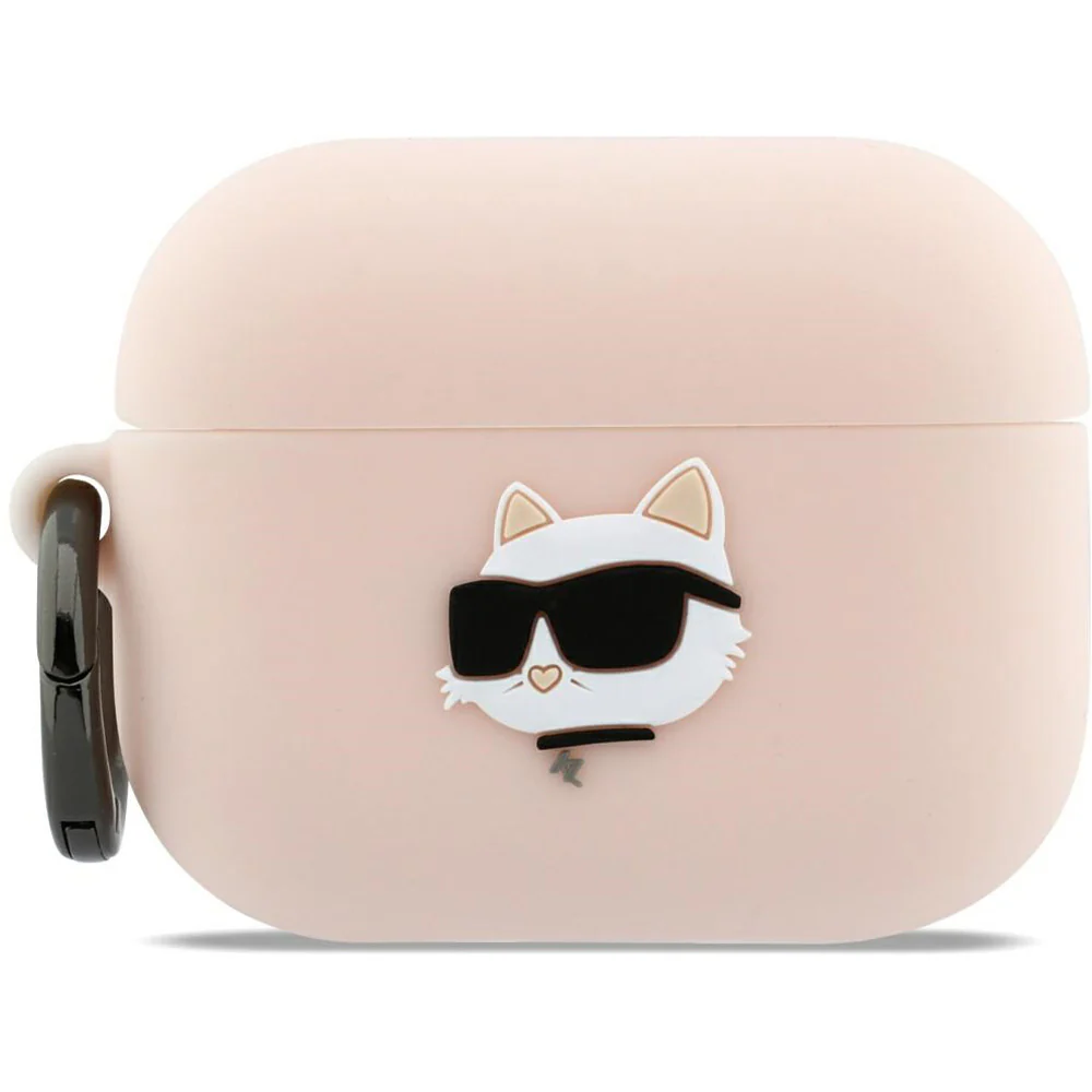 Schutzhülle für AirPods Pro 3, Karl Lagerfeld Silicone Chaupette Head 3D, Rosa
