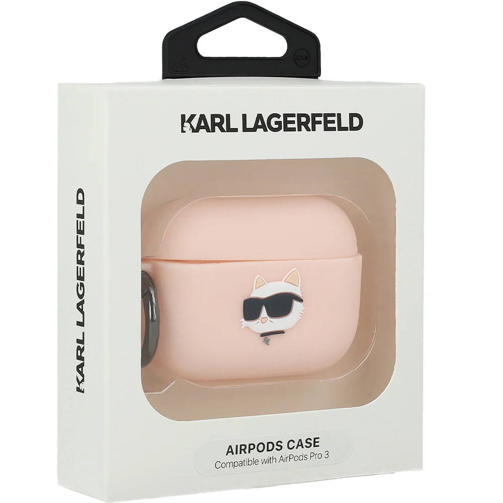 Schutzhülle für AirPods Pro 3, Karl Lagerfeld Silicone Chaupette Head 3D, Rosa - Image 4
