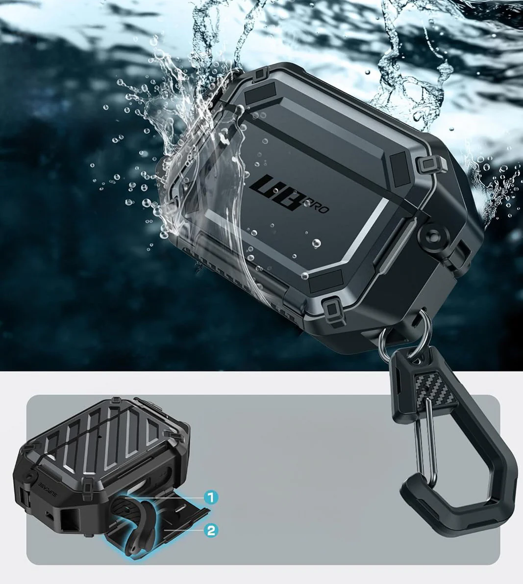 Schutzhülle für AirPods Pro 3, Supcase UB Pro IP68 wasserdicht mit MagSafe, Schwarz - Image 10