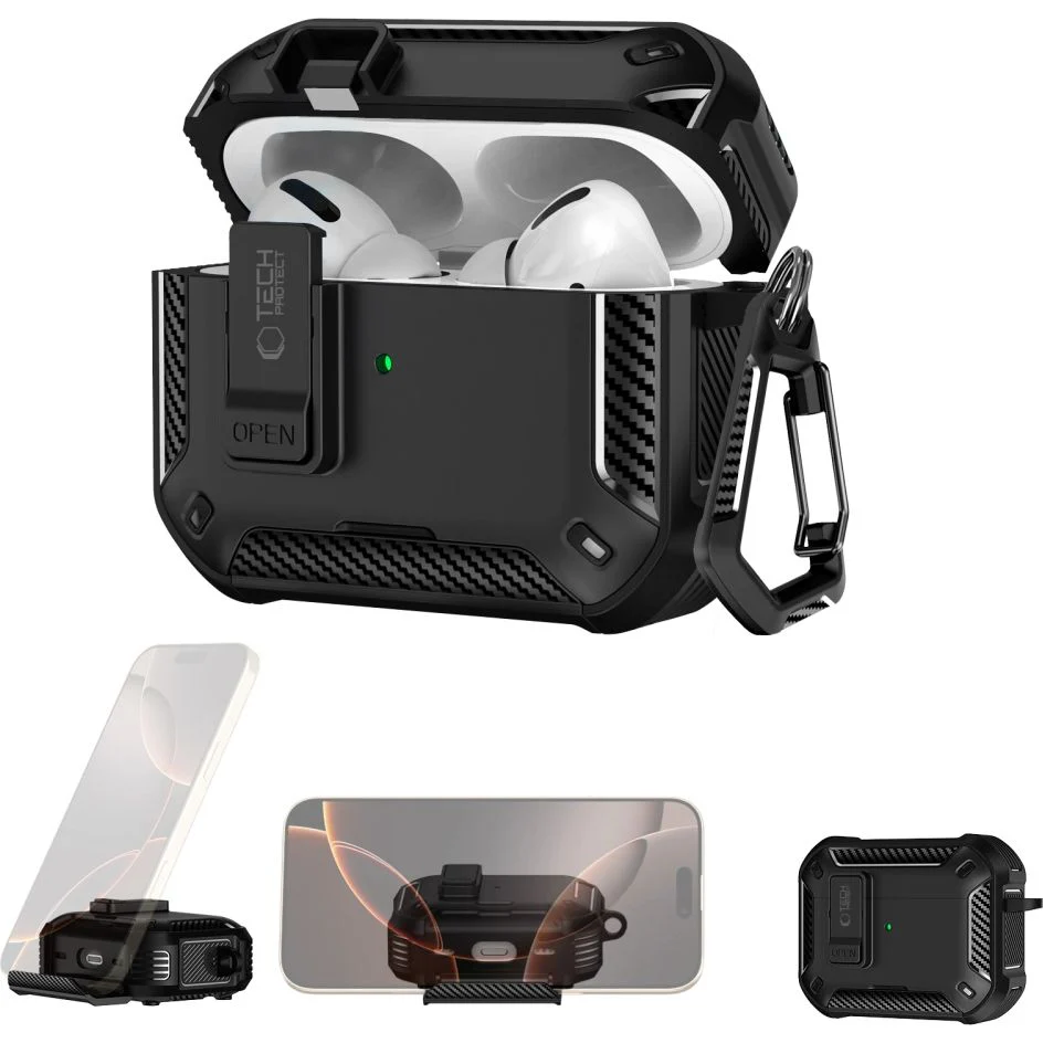 Schutzhülle für AirPods Pro 3, Tech-Protect Carbonox mit MagSafe, Schwarz - Image 2
