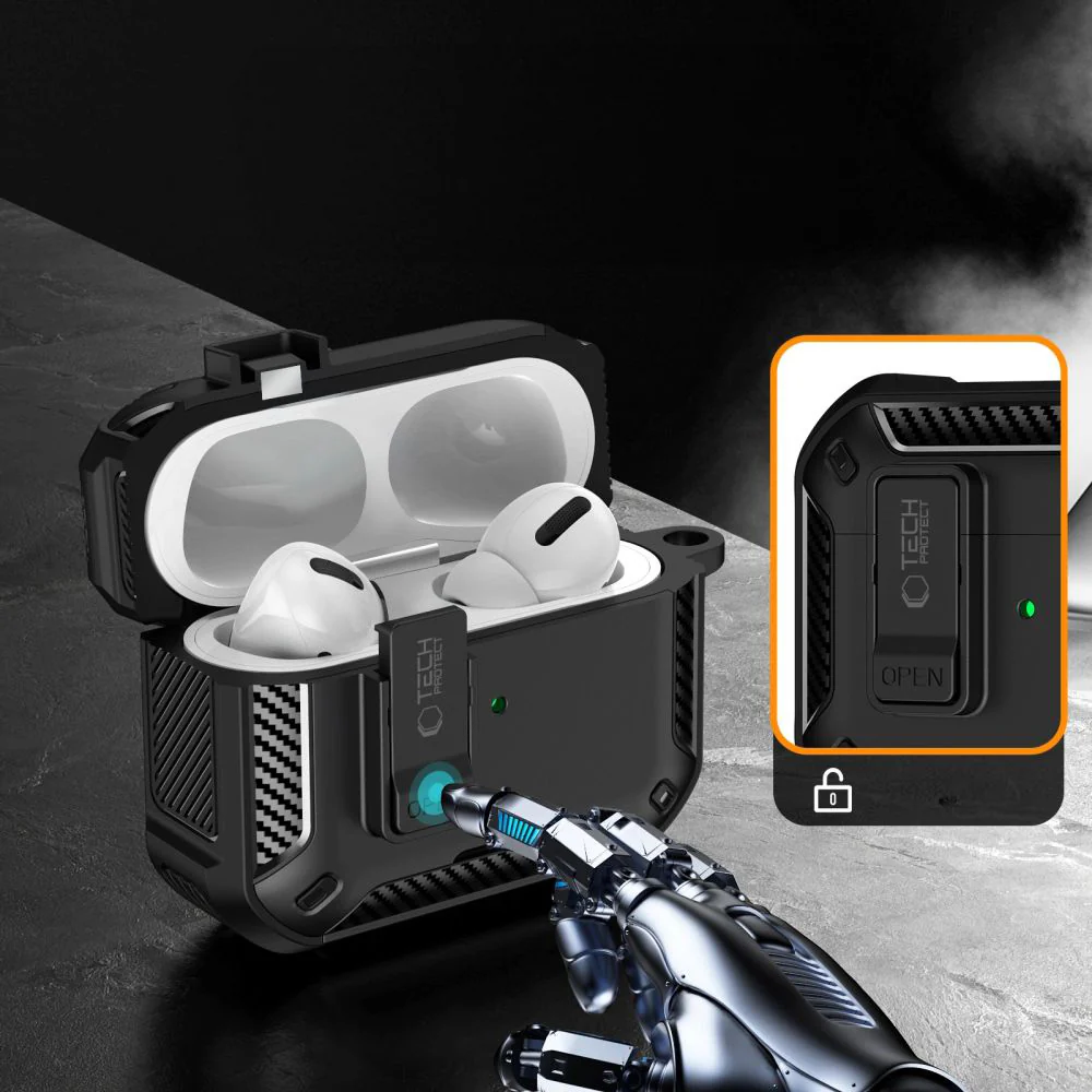 Schutzhülle für AirPods Pro 3, Tech-Protect Carbonox mit MagSafe, Schwarz - Image 4