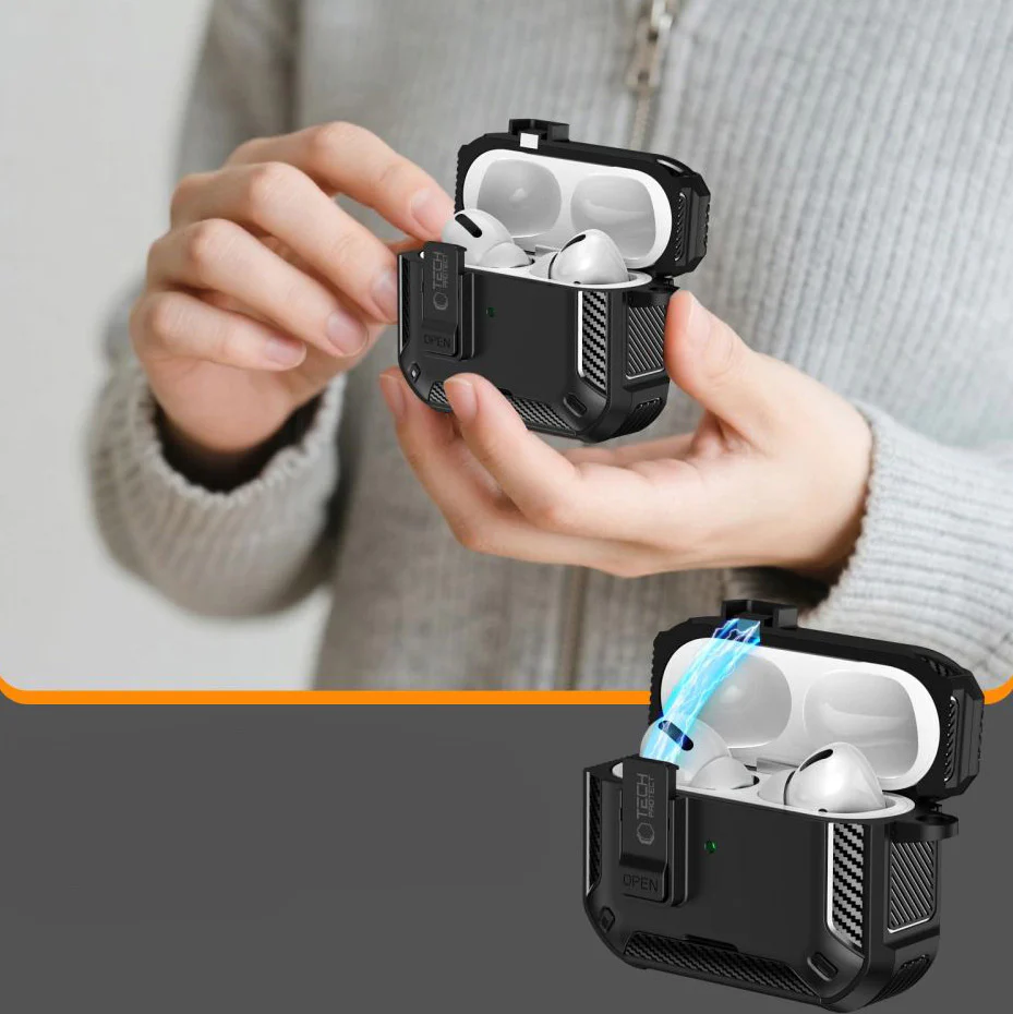 Schutzhülle für AirPods Pro 3, Tech-Protect Carbonox mit MagSafe, Schwarz - Image 5