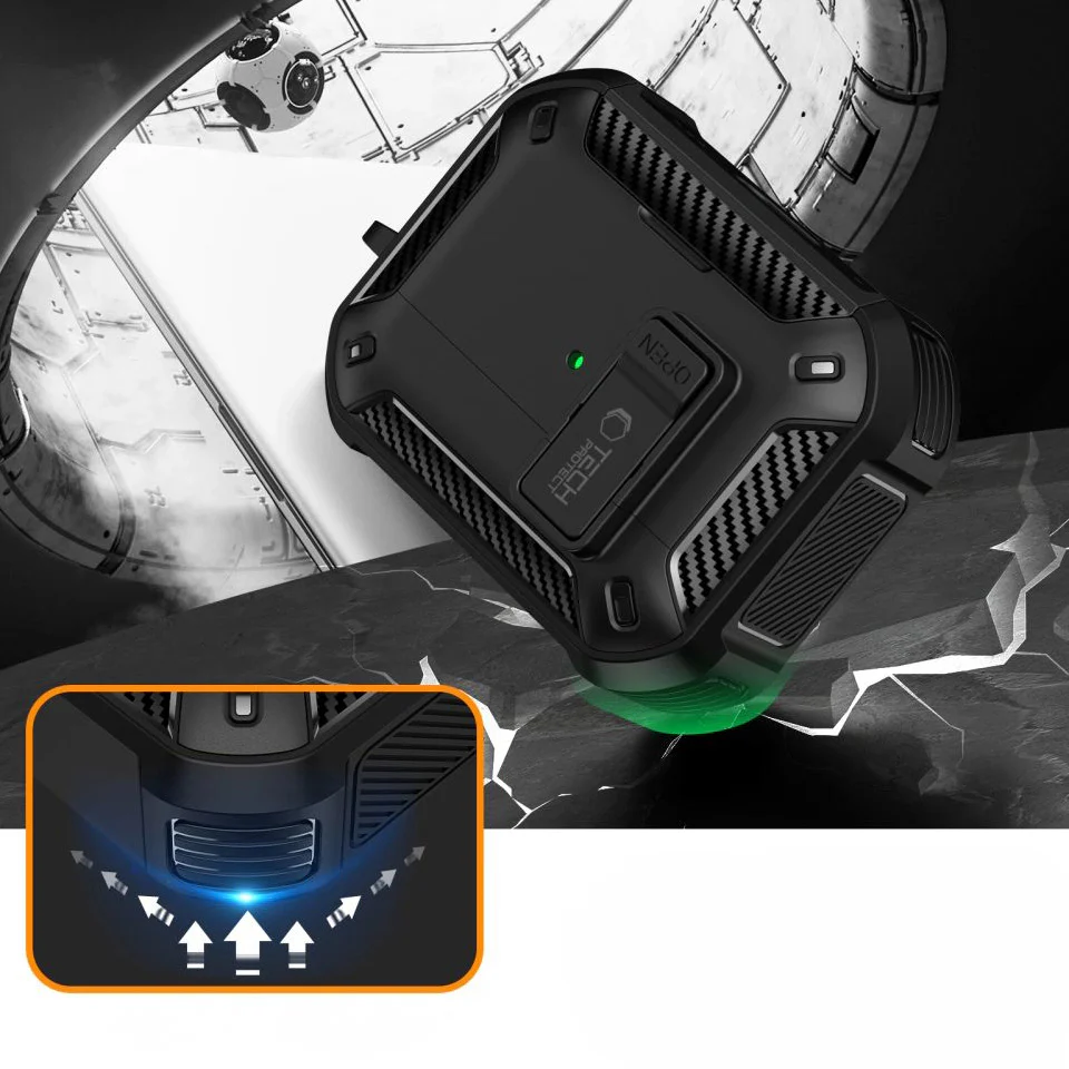 Schutzhülle für AirPods Pro 3, Tech-Protect Carbonox mit MagSafe, Schwarz - Image 6